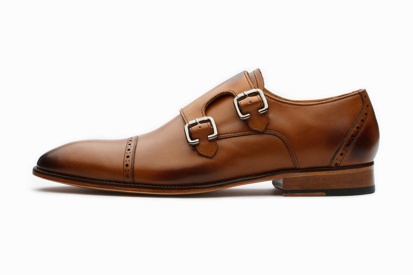 Premium Double Monkstrap Dress Shoes for Men - Classic Tan Leather Business Formal Oxfords - Perfect for Office, Weddings & Special Occasions