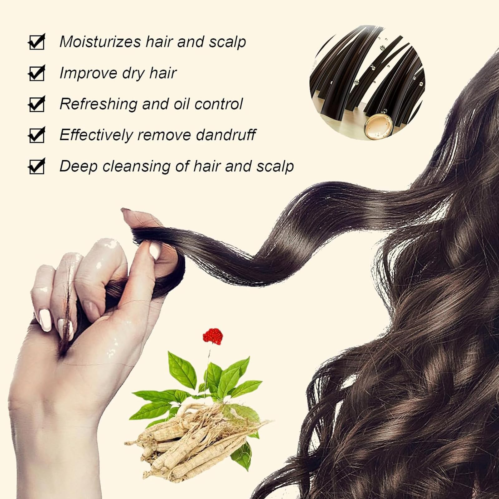 Ginseng Oil Control Anti-Hair Loss Shampoo - Herbal Hair Repair & Scalp Treatment for Men & Women (3 Pack) - Perfect for Daily Use & Hair Growth Care