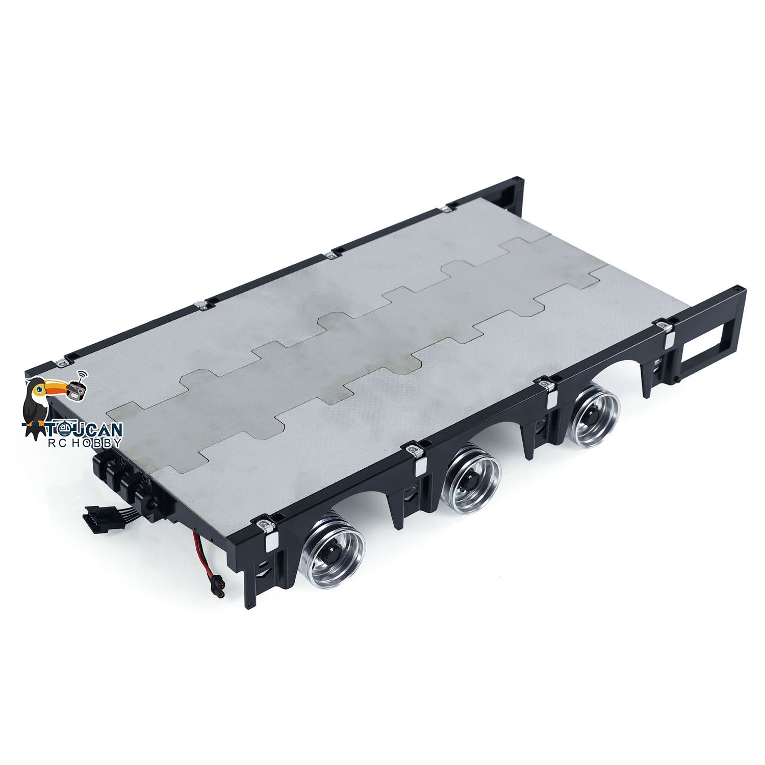 1/14 Scale 9 Axle Extendable Metal Trailer for RC Tractor Trucks & Remote Control Cars - Realistic Simulation Model with LED Lights - Perfect for RC Construction Play, Off-Road Adventures & Collector Displays