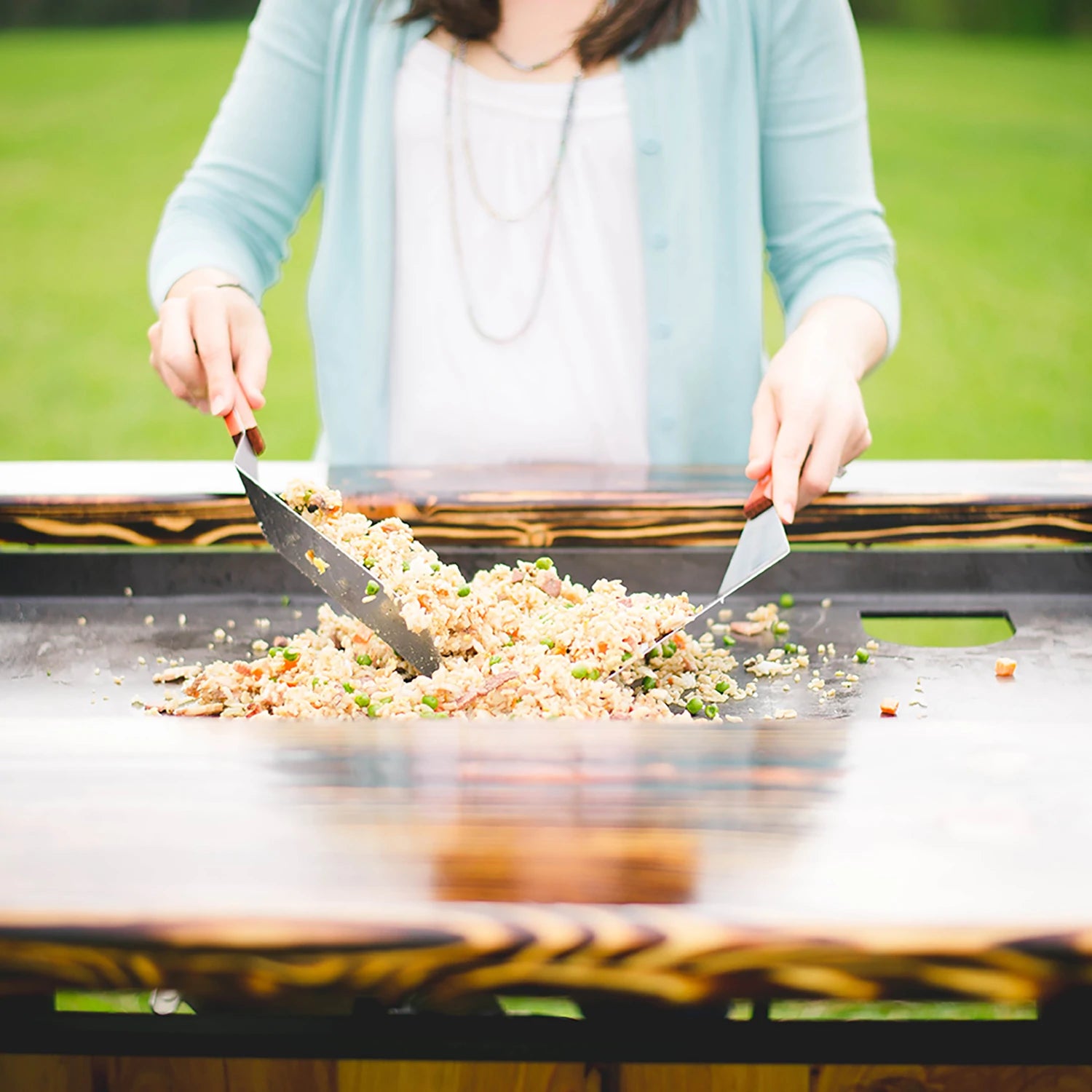 Premium Backyard Hibachi Grill - Pecky Cypress Wood - Perfect for Outdoor Cooking, BBQ, and Patio Dining | BY BHPOGPC