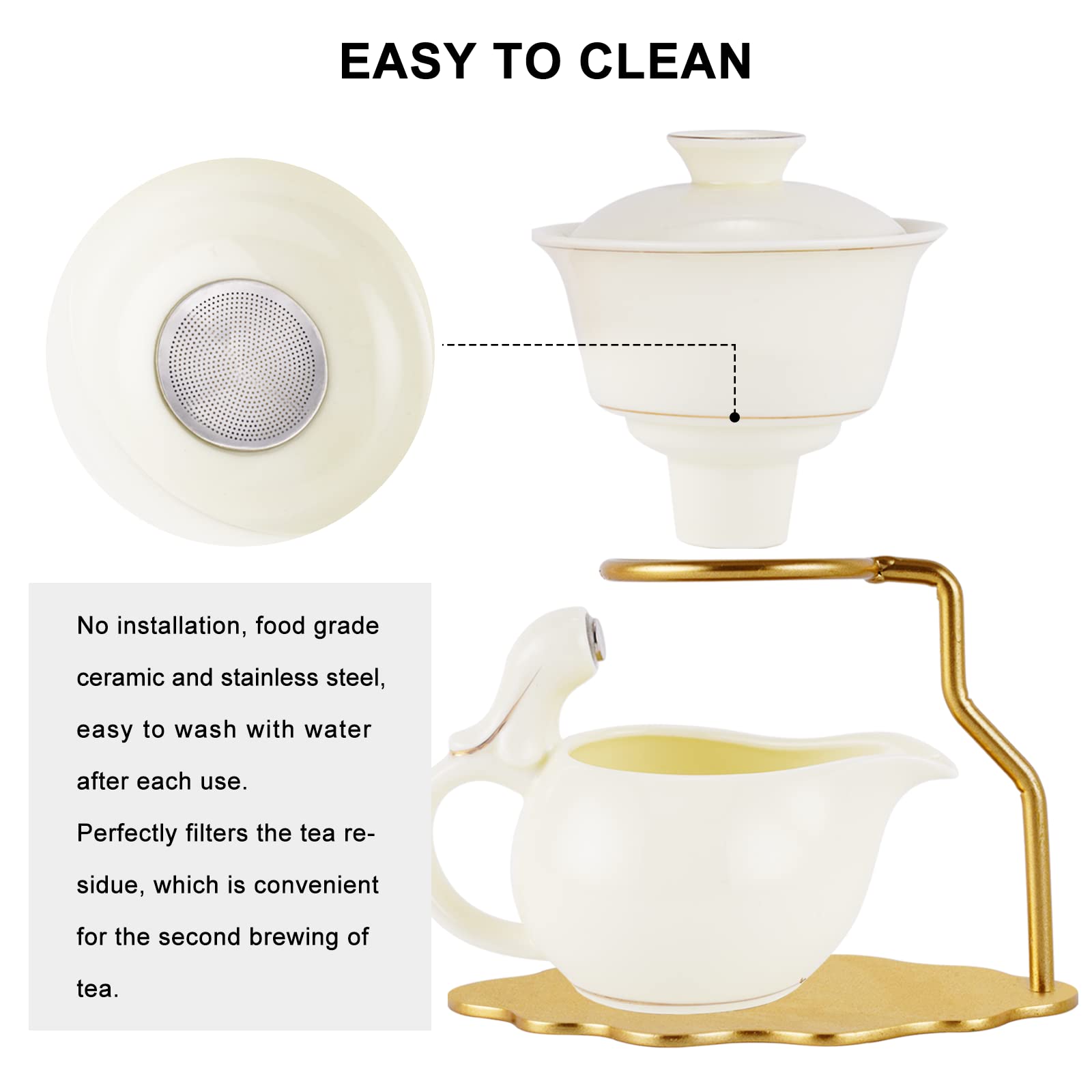 Magnetic Semi-Automatic Kungfu Tea Set - Premium Ceramic Teapot with 6 Cups, Heat-Resistant & Gift Ready - Perfect for Home Tea Ceremonies, Office Use, and Thoughtful Gifting