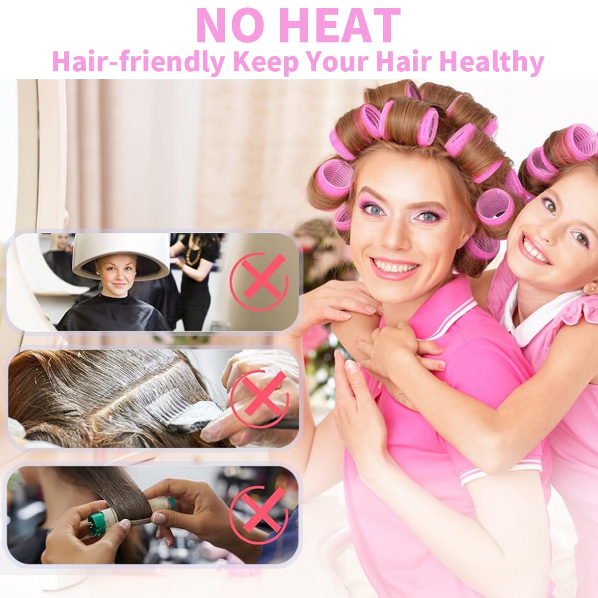 34Pcs Self-Grip Hair Rollers Set with Clips for Volume & Curls - 4 Sizes Salon Quality Hair Curlers for DIY Hairstyling - Includes Storage Bag - Perfect for Home Use, Salon Styling & Party Hairstyles