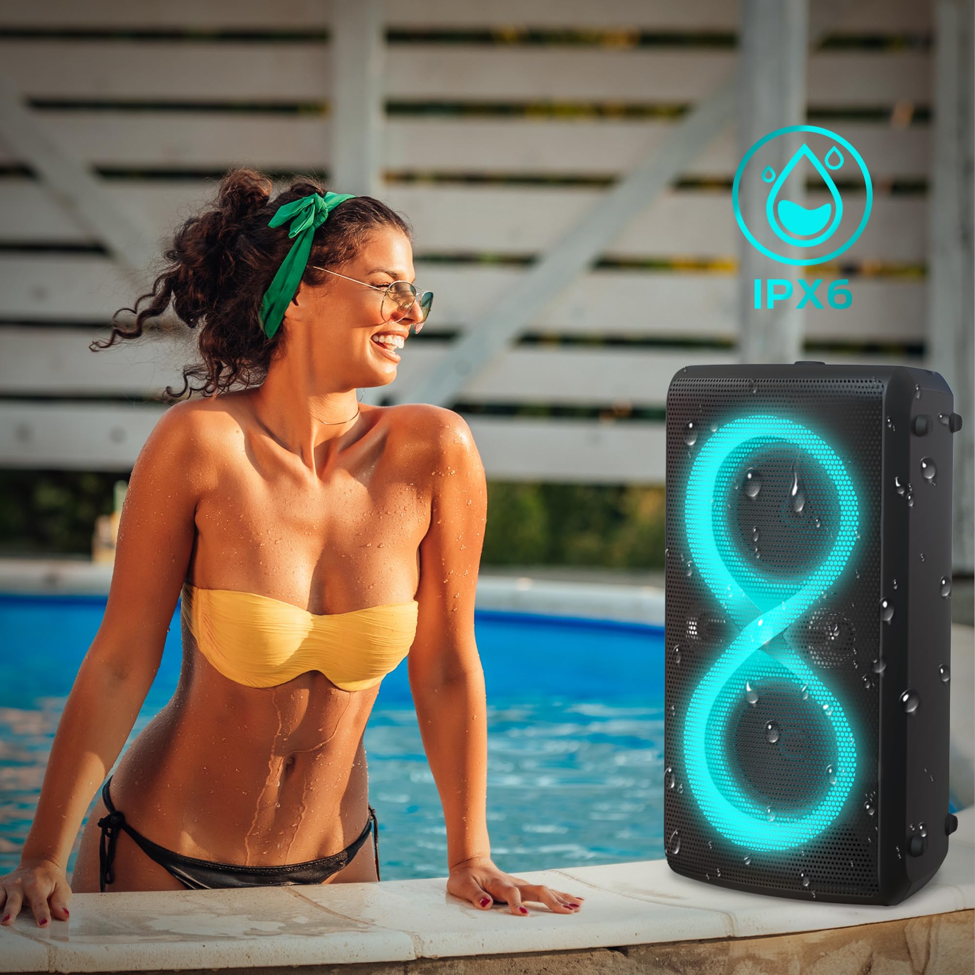 Monster Cycle Plus Bluetooth Speaker - 380W High Power Portable Party Speaker with 7 Color LED Lights, 108dB Loud Stereo Bass, 24H Playtime & Built-in Subwoofer - Perfect for Outdoor Parties, Beach, Camping & Home Entertainment
