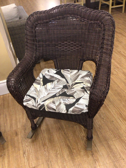 Comfortable Wicker Rocker Chair with Cushion - Handwoven Rattan Outdoor Patio Furniture for Porch, Garden, and Poolside Relaxation