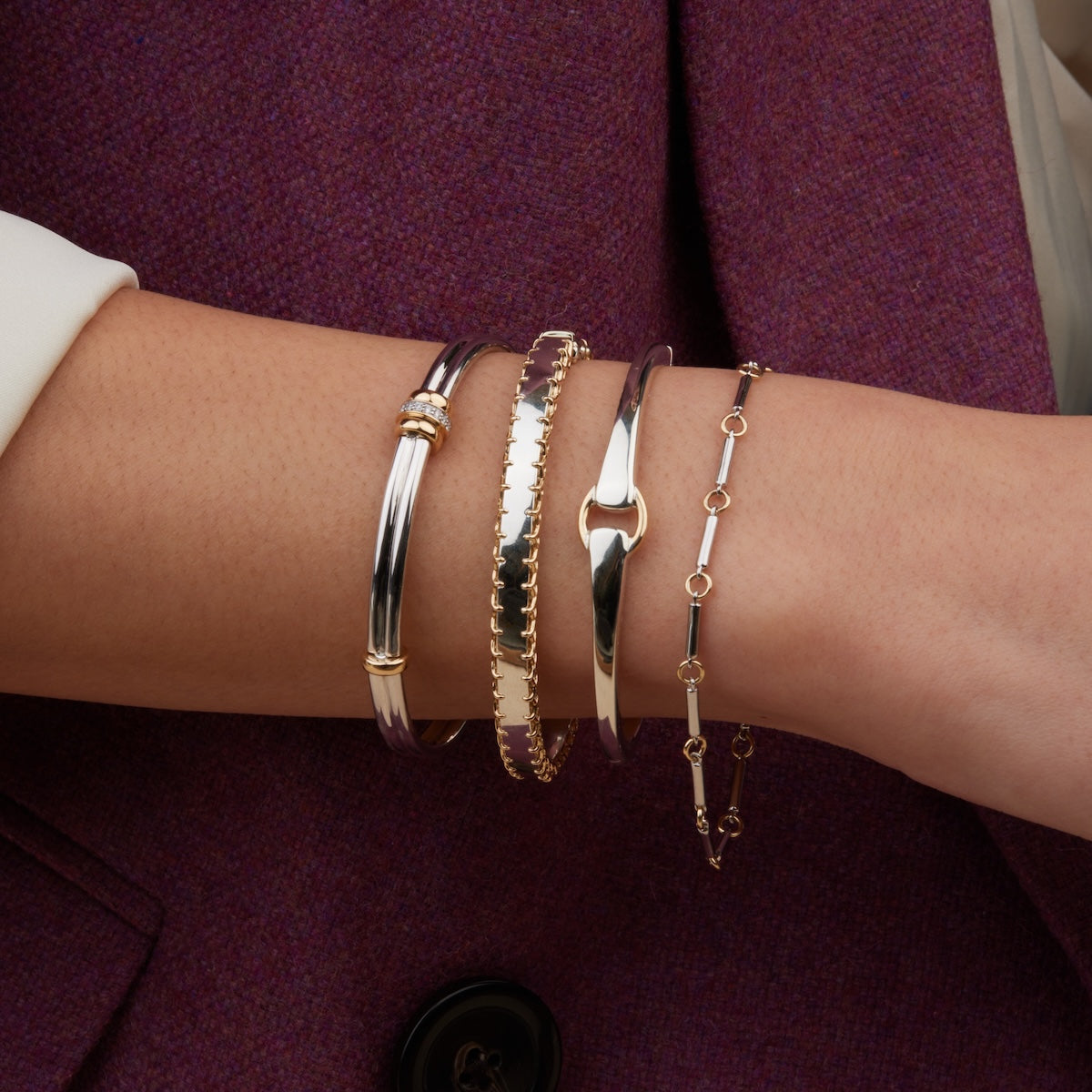 Two Tone Sloan Bracelet - Elegant Gold & Silver Cuff for Women | Perfect for Everyday Wear, Office & Special Occasions