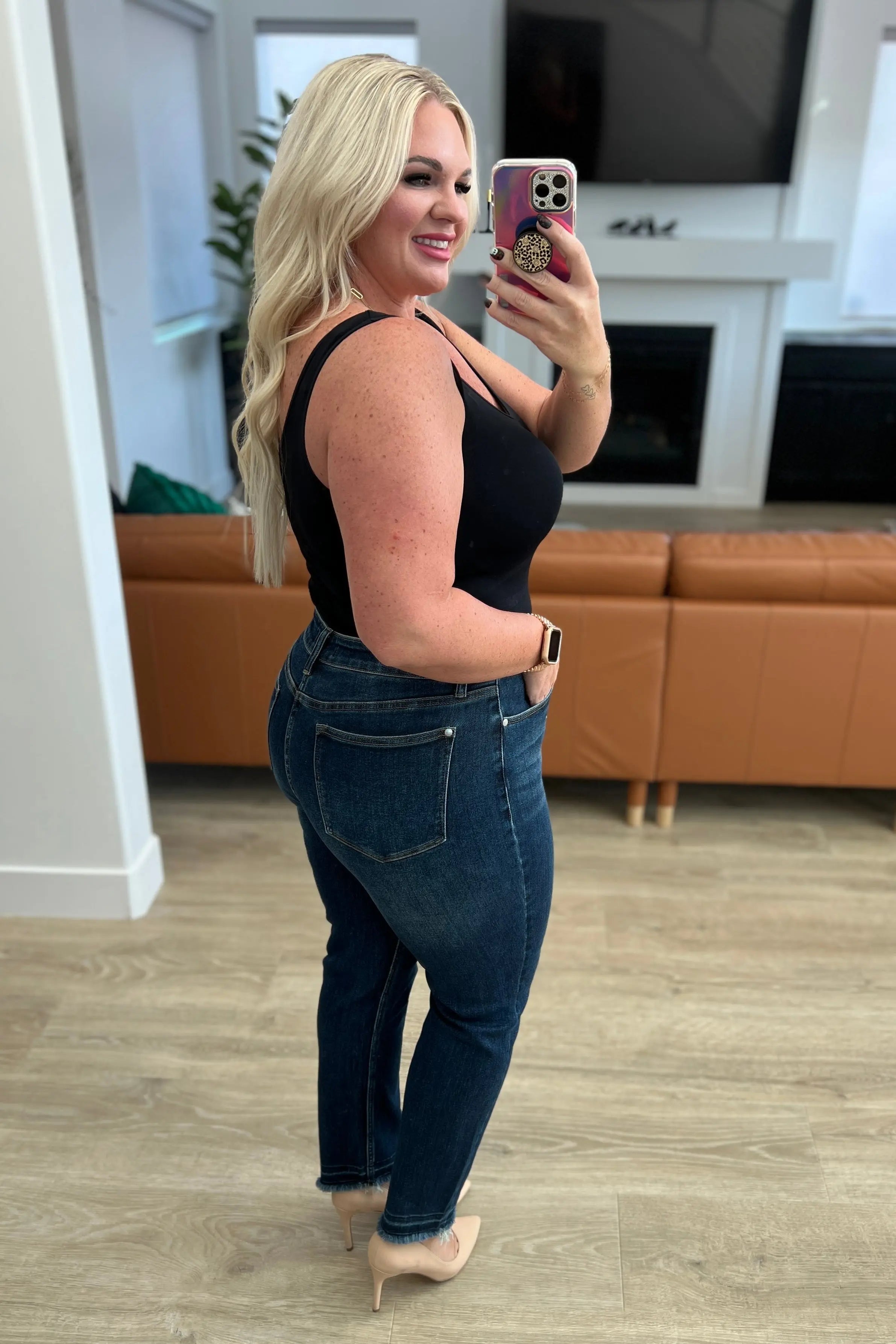 Phillipa High Rise Release Hem Slim Jeans for Women - Stretchy Skinny Denim Pants with Comfortable Waistband | Perfect for Casual Wear, Office & Date Night