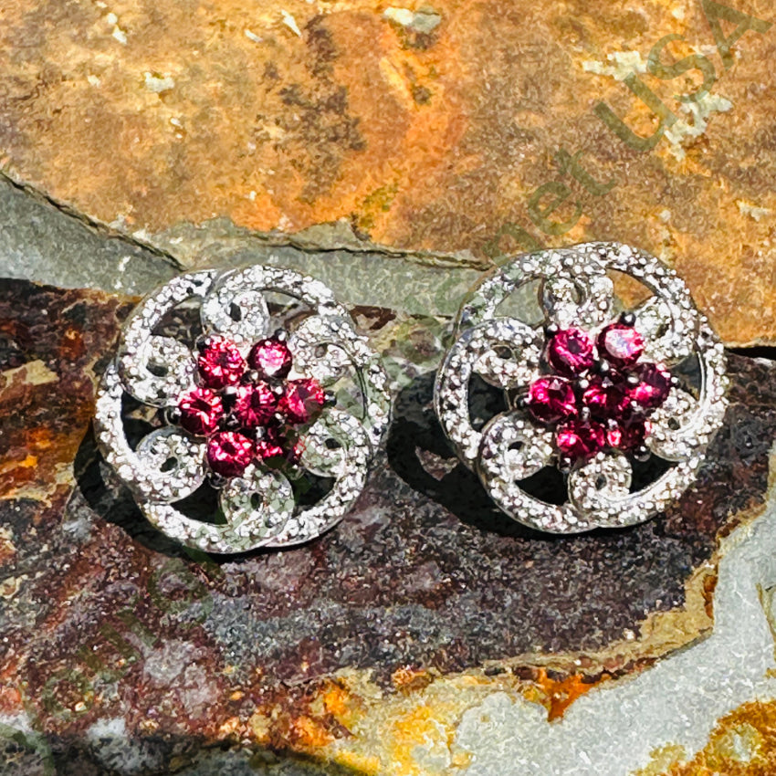 Sterling Silver Pink Topaz & Diamond Stud Earrings for Women – Dainty Pierced Post Earrings for Everyday Wear, Gift & Special Occasions
