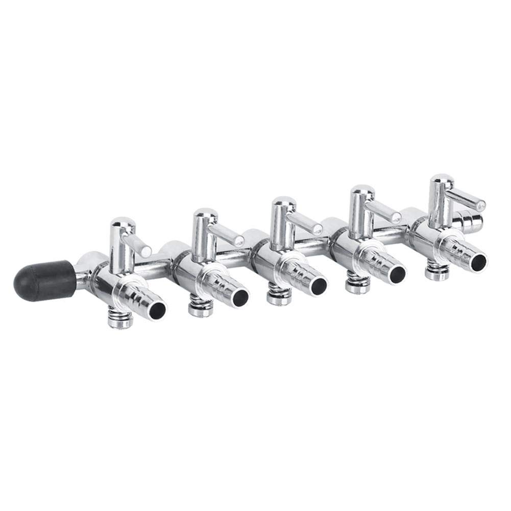 5Pcs Stainless Steel Aquarium Air Control Valve - 5 Way Adjustable Fish Tank Air Regulator for Air Pump Accessories | Perfect for Freshwater & Saltwater Tanks, Hydroponics Systems