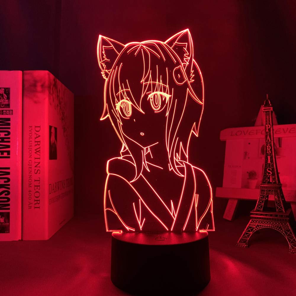 3D Illusion LED Night Light - Anime Toujou Koneko 7 Color Changing Table Lamp for Kids Bedroom, Birthday Gift & Manga Decor | Touch Control, Energy Efficient | Perfect for Bedtime, Nursery, Gaming Room & Anime Lover's Collection