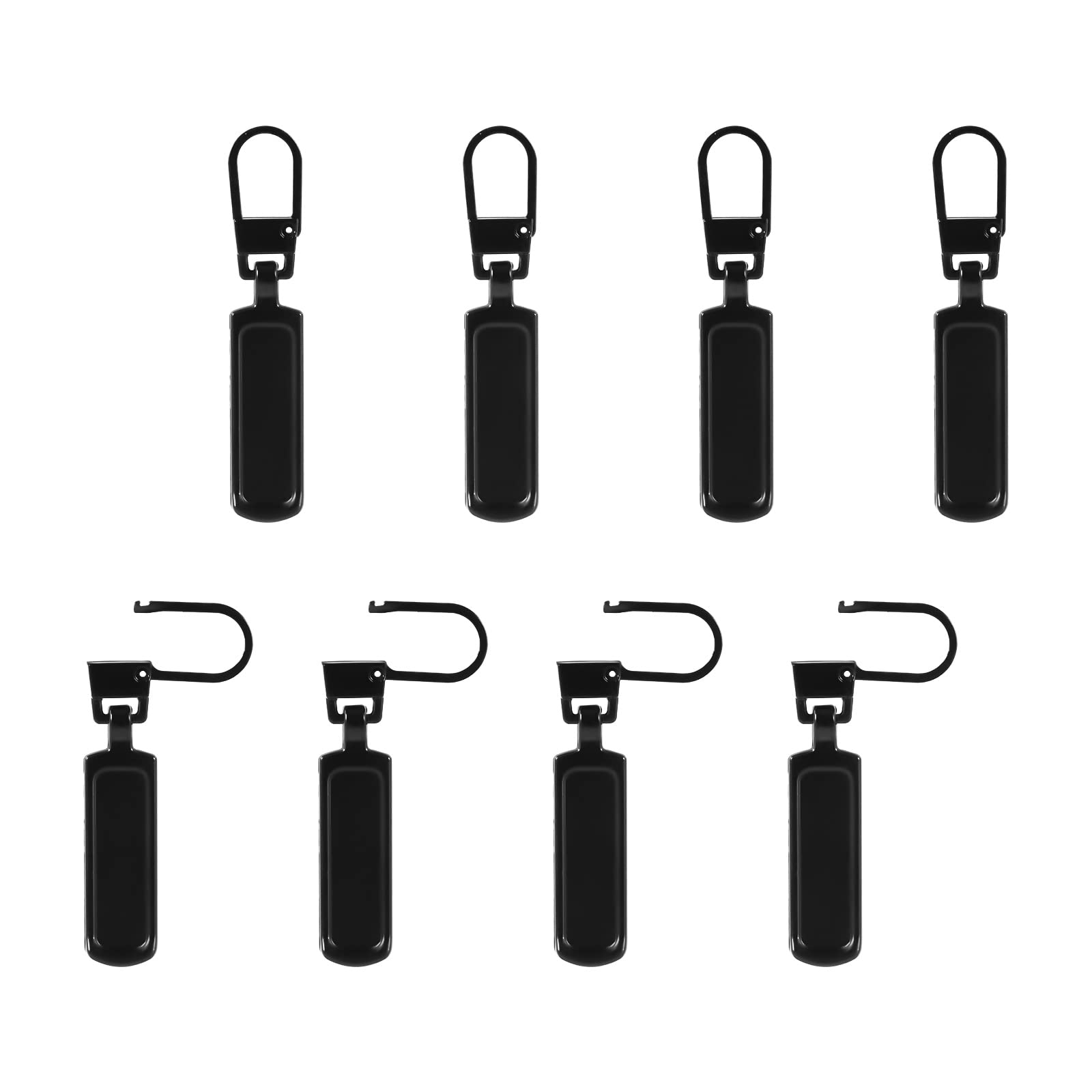 LUTER 8-Piece Metal Zipper Pull Replacement Kit - Universal Detachable Zipper Pulls for Jackets, Boots, Jeans, Coats, Purses, Luggage & Dresses (Black) - Perfect for Clothing, Bags & Travel Accessories