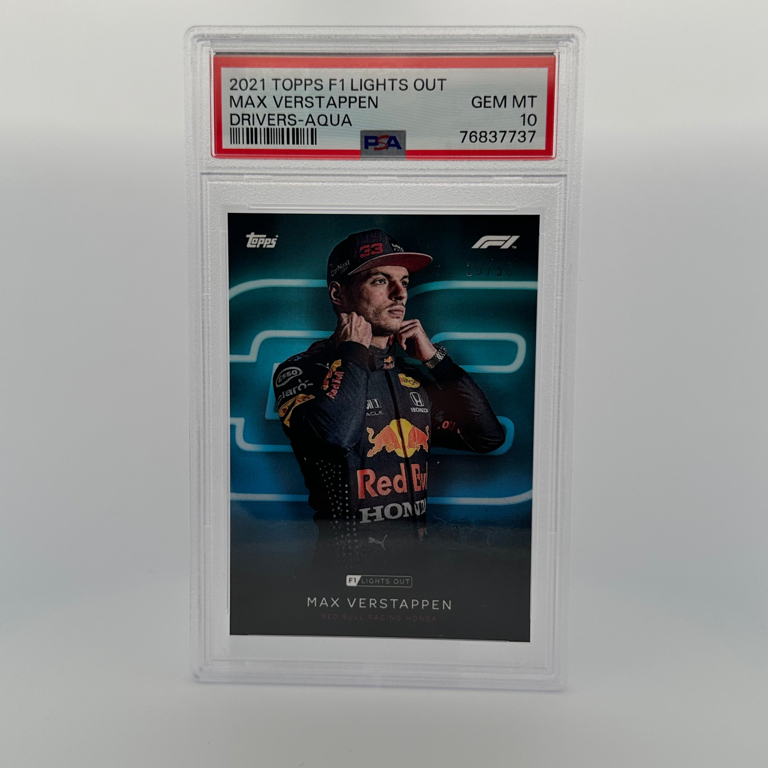 PSA 10 MAX VERSTAPPEN 2020 Topps Chrome Formula 1 F1 Drivers Aqua Refractor 20/50 - Rare Trading Card for F1 Collectors & Motorsport Fans - Perfect for Display, Investment & Memorabilia Collections