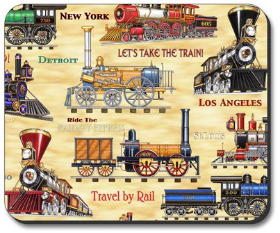 Dan Morris Art Plates Travel by Rail Mouse Pad - Non-Slip Desk Mat for Office, Gaming & Home Use