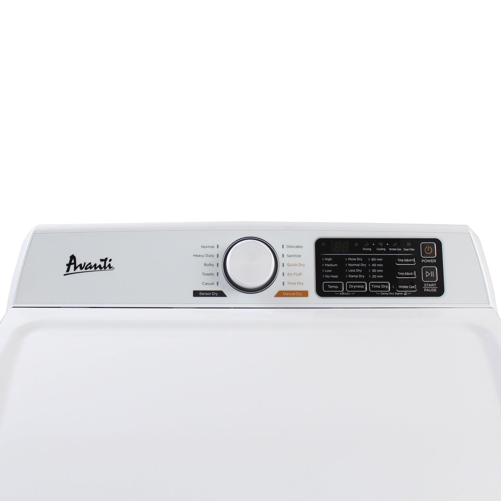 Avanti 7.0 Cu. Ft. Front Load Electric Clothes Dryer - White | Large Capacity Energy Efficient Dryer | Perfect for Apartments, Laundry Rooms & Small Spaces