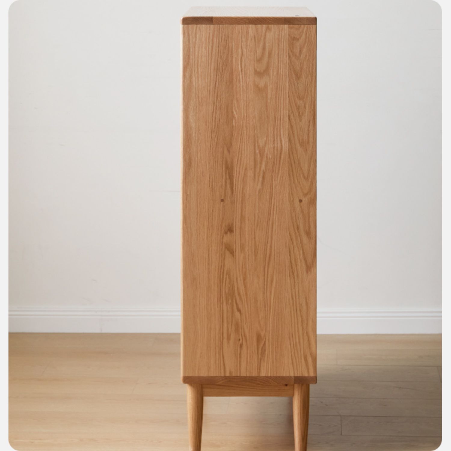 Solid Oak Wood Sliding Door Storage Cabinet with LED Lights - Modern Sideboard for Living Room, Bedroom & Entryway Organization