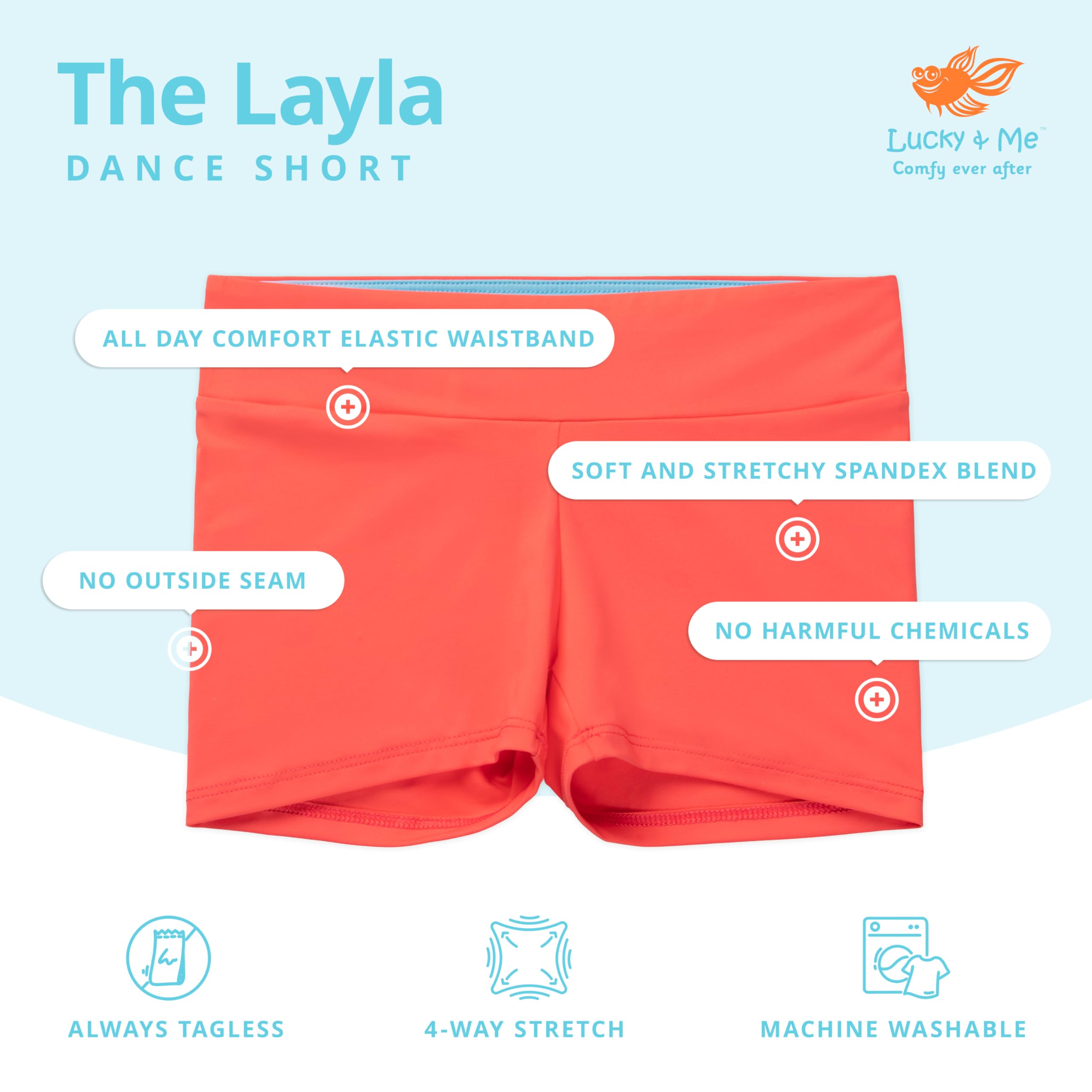Layla Girls Dance Shorts for Gymnastics & Ballet - Stretchy Comfort Dancewear for Kids - Perfect for Dance Class, Performance & Practice