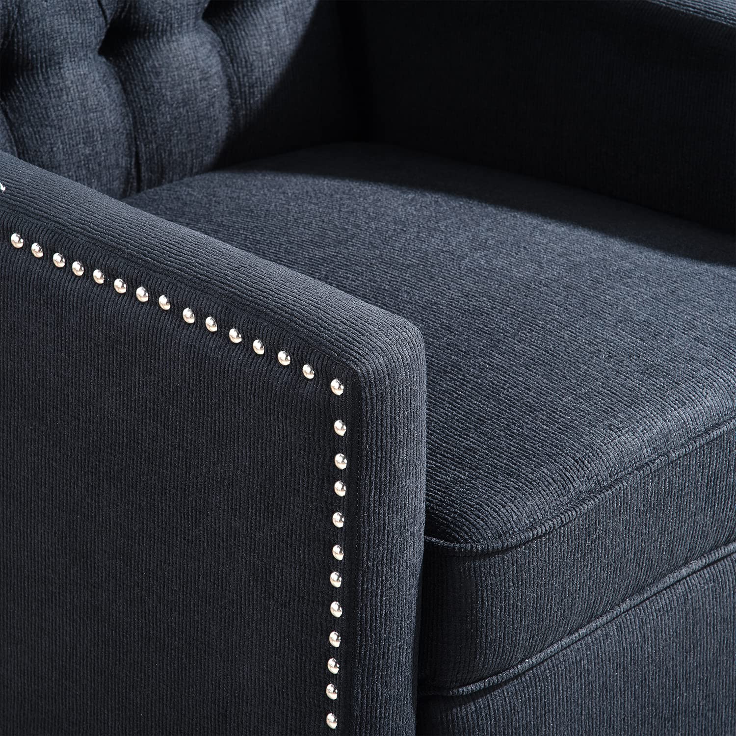 Black Fabric Recliner Chair for Adults - Mid-Century Modern Wingback Accent Chair with Tufted Design, 27