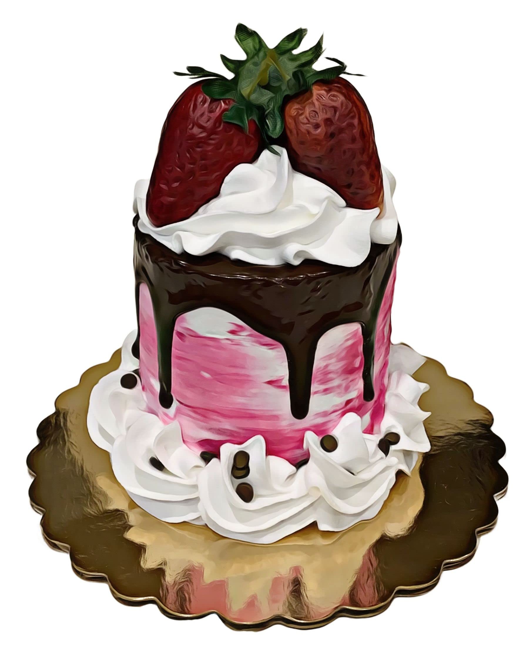 Dezicakes Realistic Fake Cake - Artificial Cake Decor for Home Decoration - Fake Cupcakes & Mini Pink Valentine Cake Display - Perfect for Wedding, Party, and Bakery Shop Displays