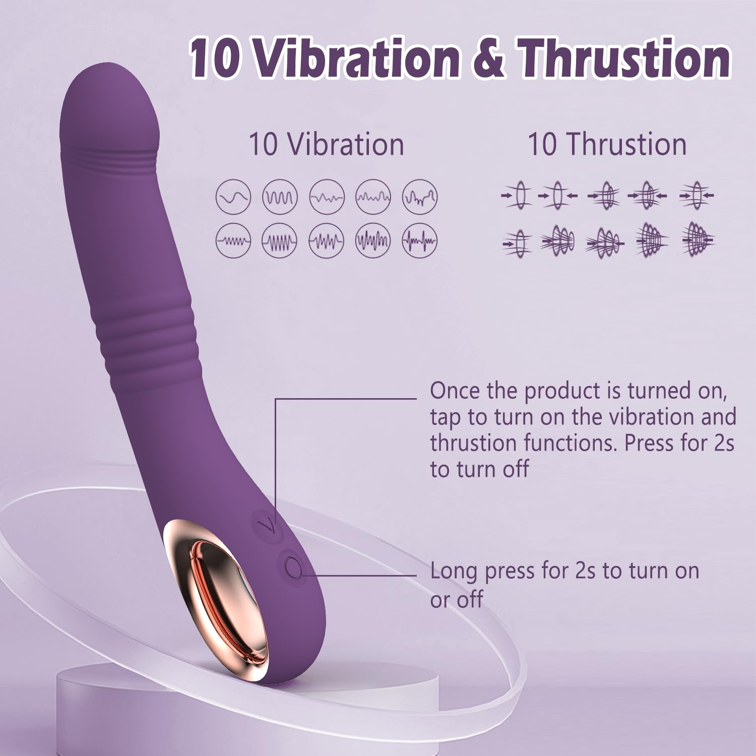 BGGOOD 2-in-1 Thrusting Vibrating Dildo - 10 Speed Thrust & Vibration Modes, Realistic Silicone Adult Sex Toy for Women & Couples, Clitoral Stimulator G-Spot Massager - Perfect for Solo Play & Partner Intimacy