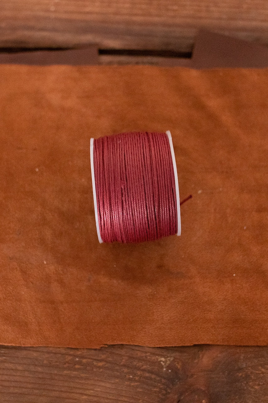Premium 0.7mm & 0.9mm Saddler Yarn - 100m Cherry Red Waxed Thread for Leather Craft, Shoemaking, and Upholstery Repair | DIY Leatherworking Supplies for Bags, Belts & Saddles