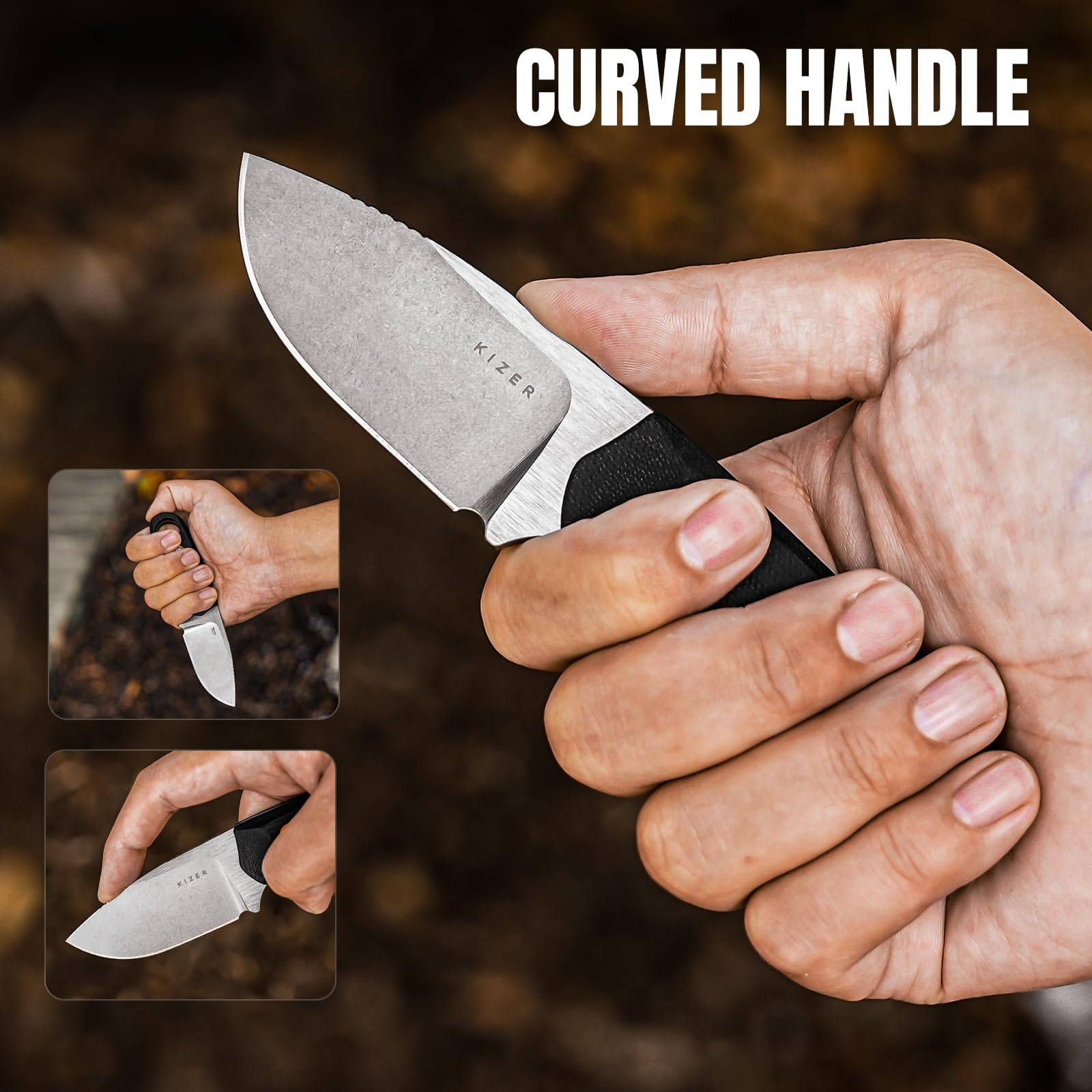 Kizer Beaver Fixed Blade Knife with Sheath - 2.75