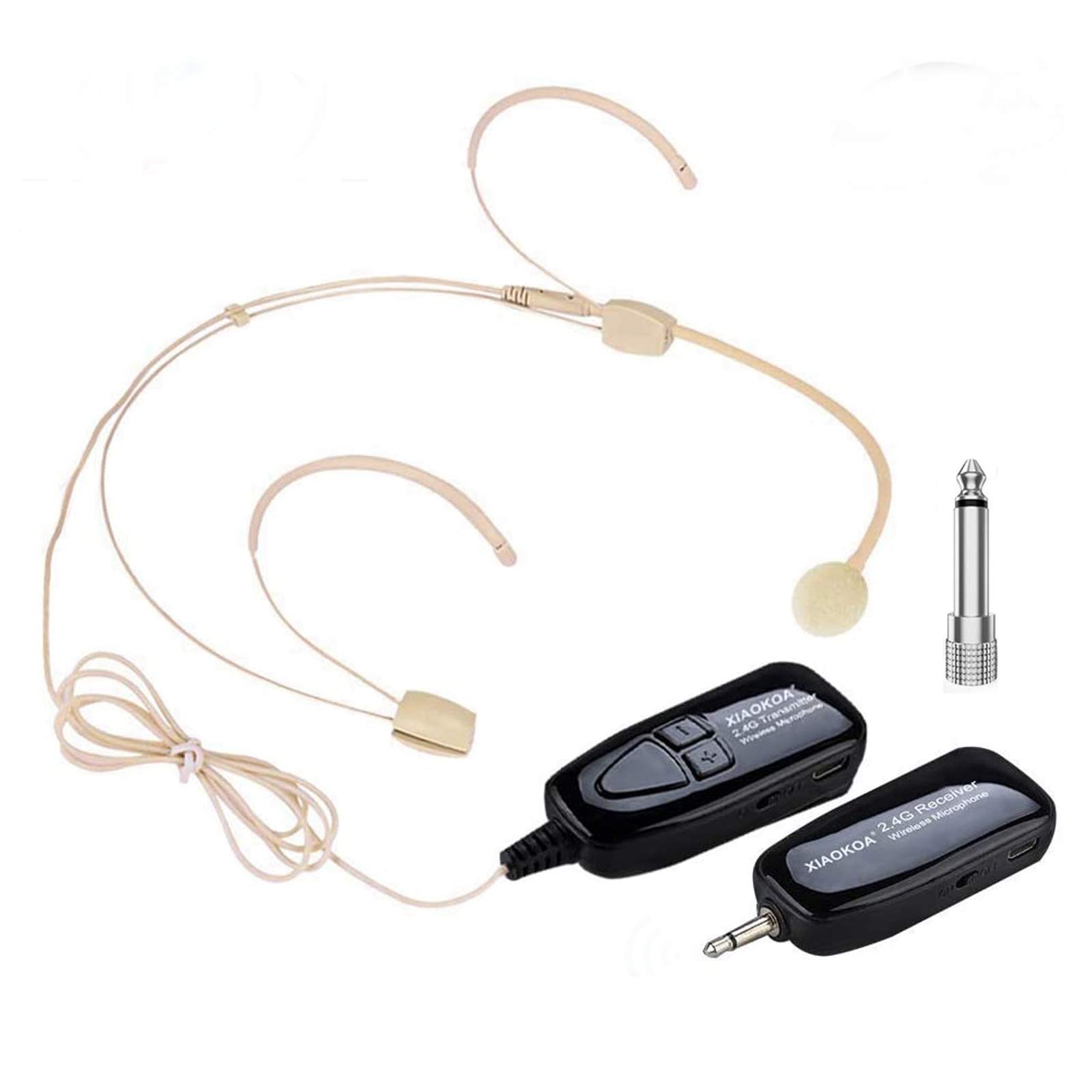 XIAOKOA 2.4G Wireless Headset Microphone System - Super Lightweight Dual Headset & Handheld Mic with 160ft Range for Voice Amplifier, PA System, Karaoke, Church, Public Speaking (Not Compatible with Phone/Laptop)