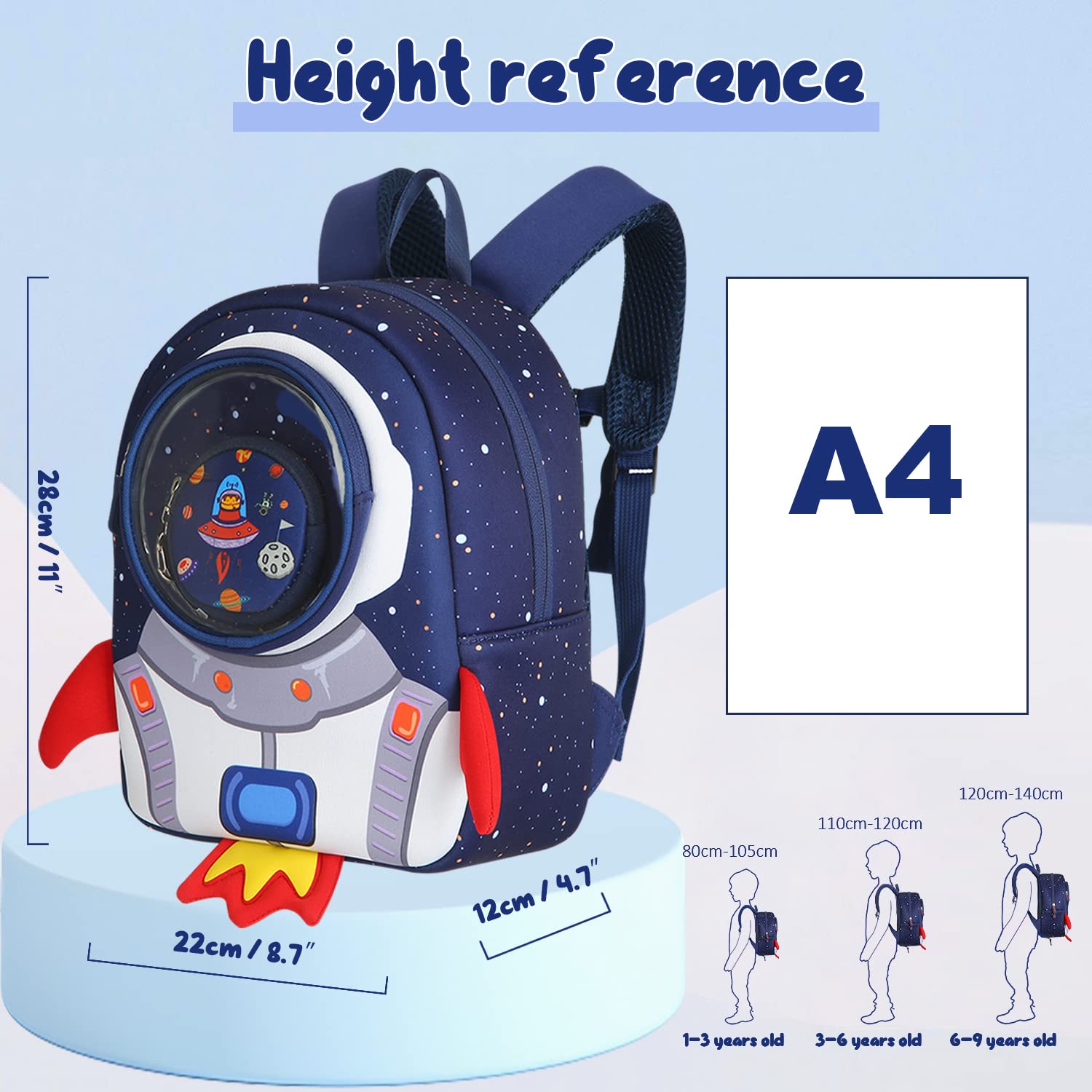 Yisibo Rocket Toddler Backpack with Leash - Anti-Lost Kids Backpack for Boys & Girls Ages 3-6 | Cute Preschool Backpack for Daycare, Travel & Outdoor Adventures