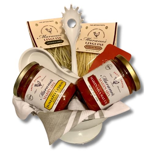 TONIGHT WE PASTA! Premium Gourmet Gray Gift Basket by Marano Foods – Artisan Pasta, Chef-Quality Sauces & Italian Kitchen Essentials – Perfect Gift for Foodies, Dinner Parties & Italian Cuisine Lovers