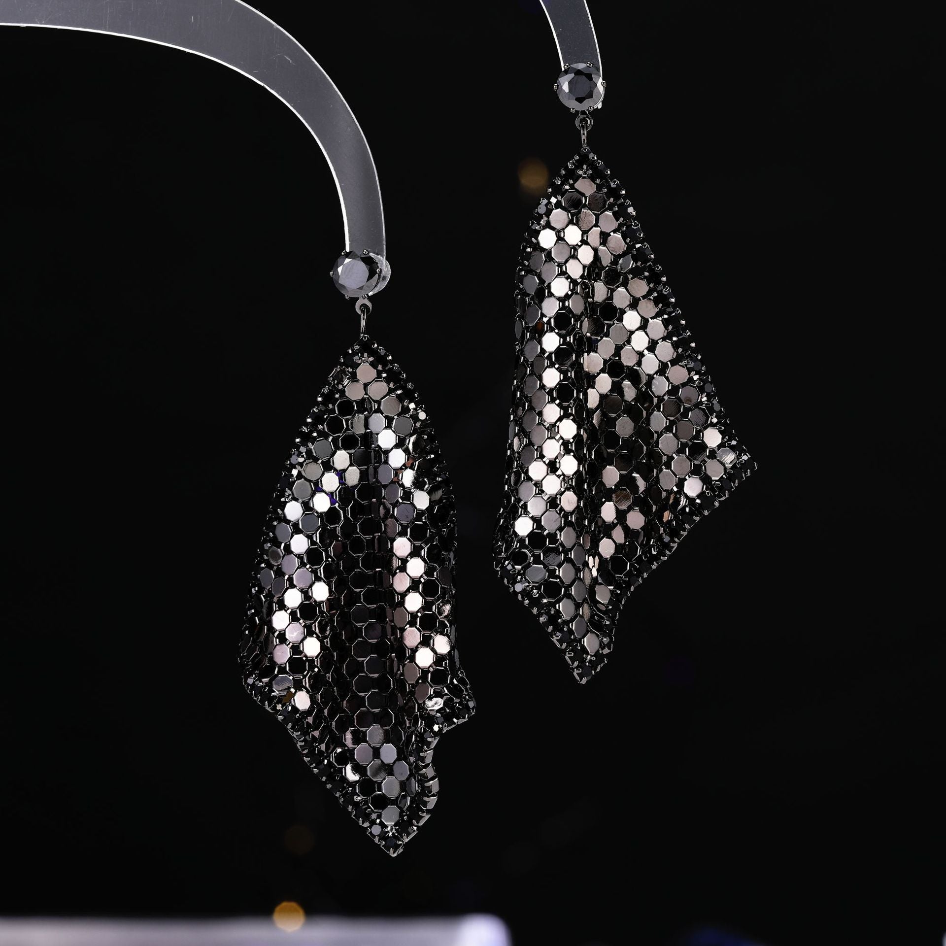 2025 New Geometric Rhombus Sequined Earrings - S925 Sterling Silver Needle, High-End Exaggerated Zircon Stud Earrings for Women | Perfect for Parties, Weddings & Special Occasions