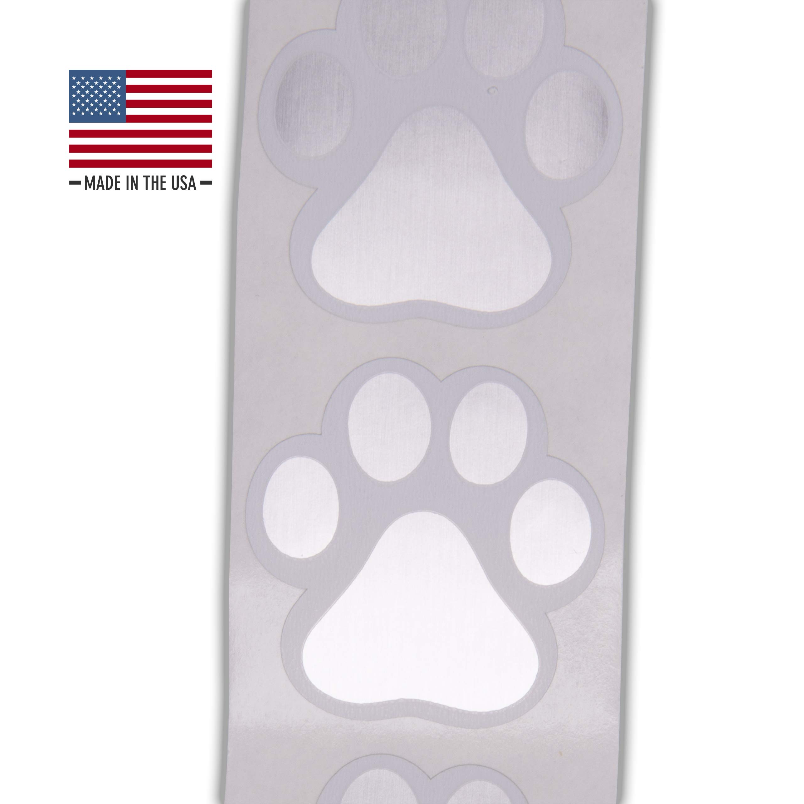 500 Silver Foil Dog Paw Print Stickers - 1.5