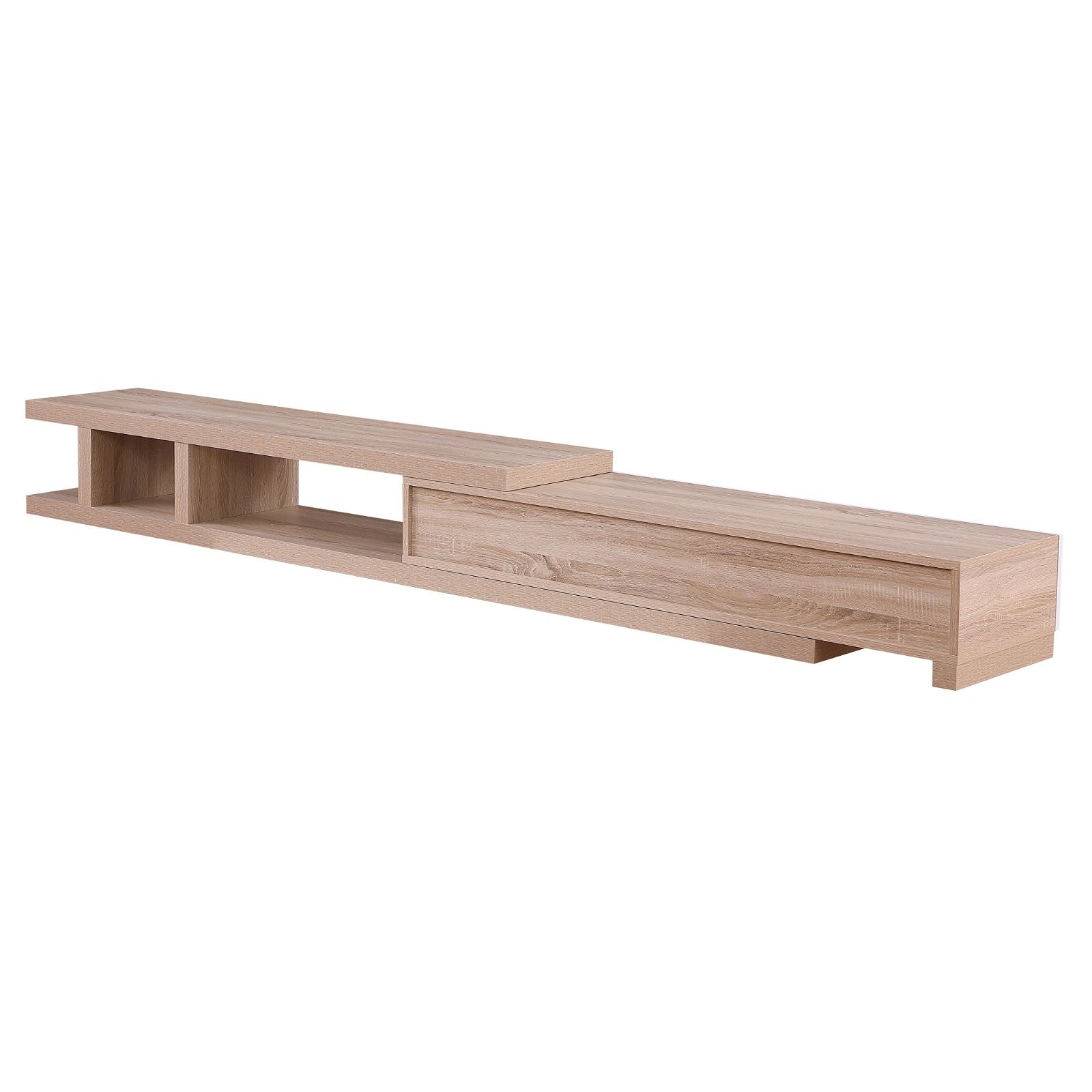 Criterion Extendable TV Stand 279cm - Solid Oak Entertainment Center for Living Room, Home Theater & Media Storage | Modern TV Cabinet with Adjustable Shelves