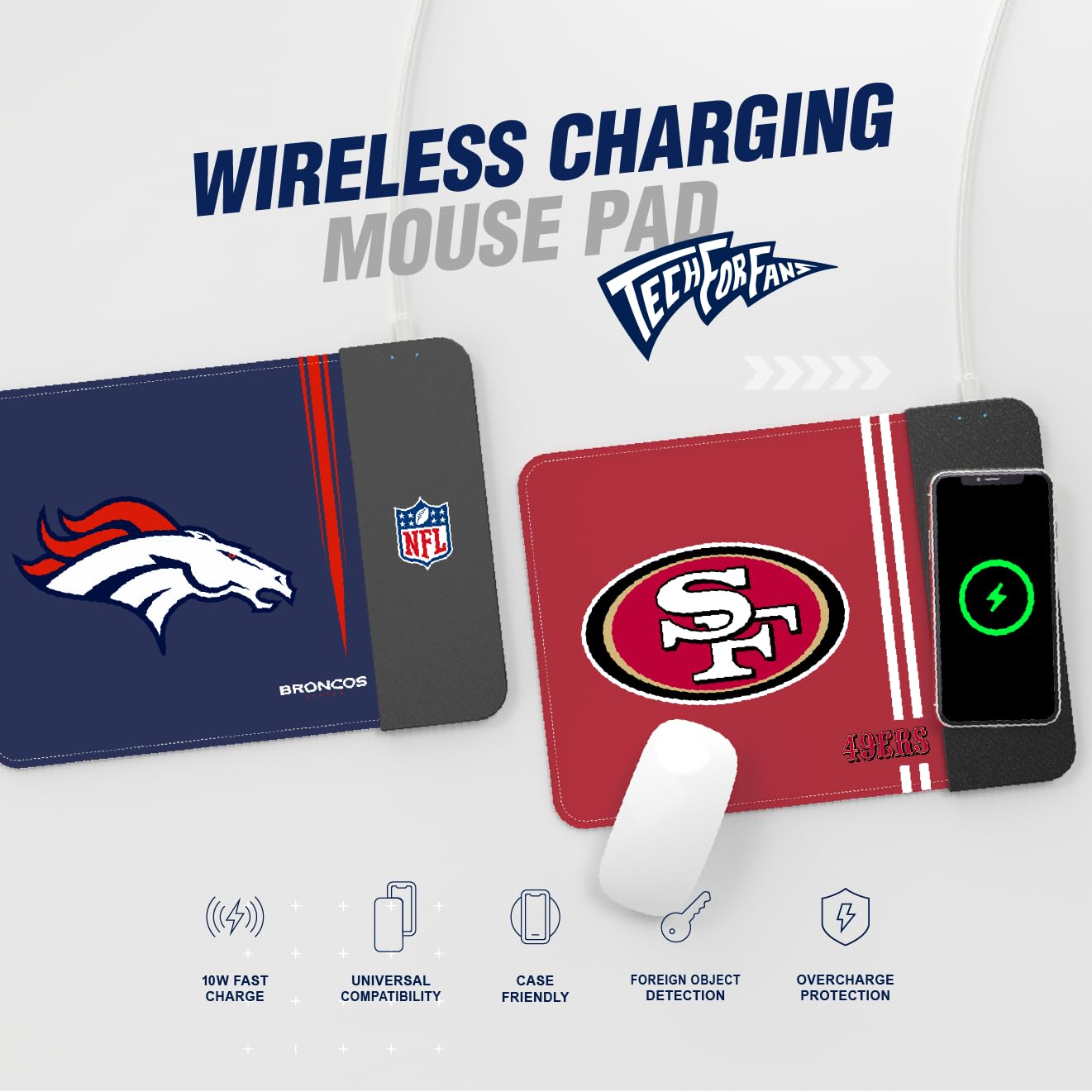 SOAR NCAA Unisex Wireless Charging Mouse Pad with Qi Fast Charging - Perfect for Office, Gaming & Home Desk Setup