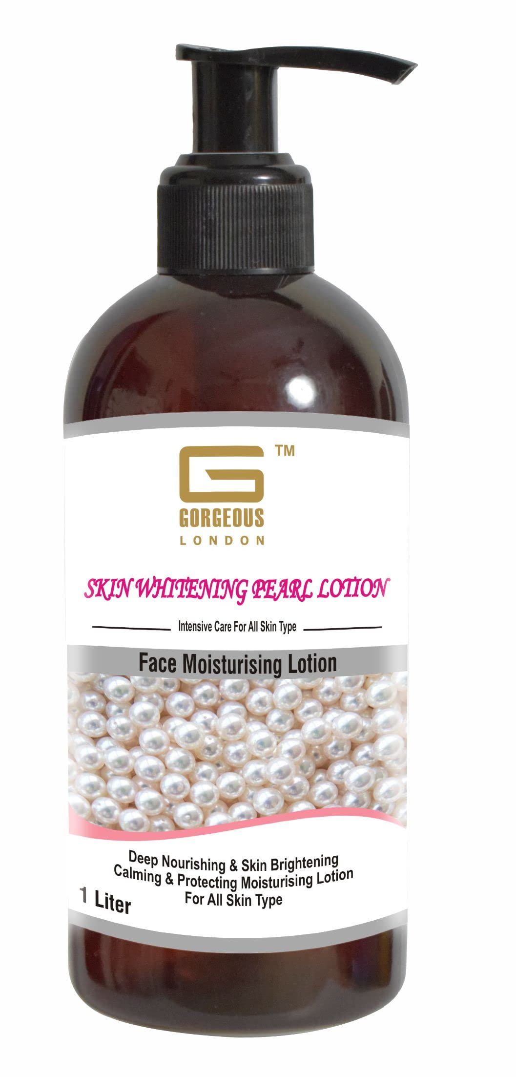 London Skin Whitening Pearl Face Moisturizer - Intensive Hydration for All Skin Types | 1 Liter | Brightening & Nourishing Cream | Day & Night Use for Radiant Glow