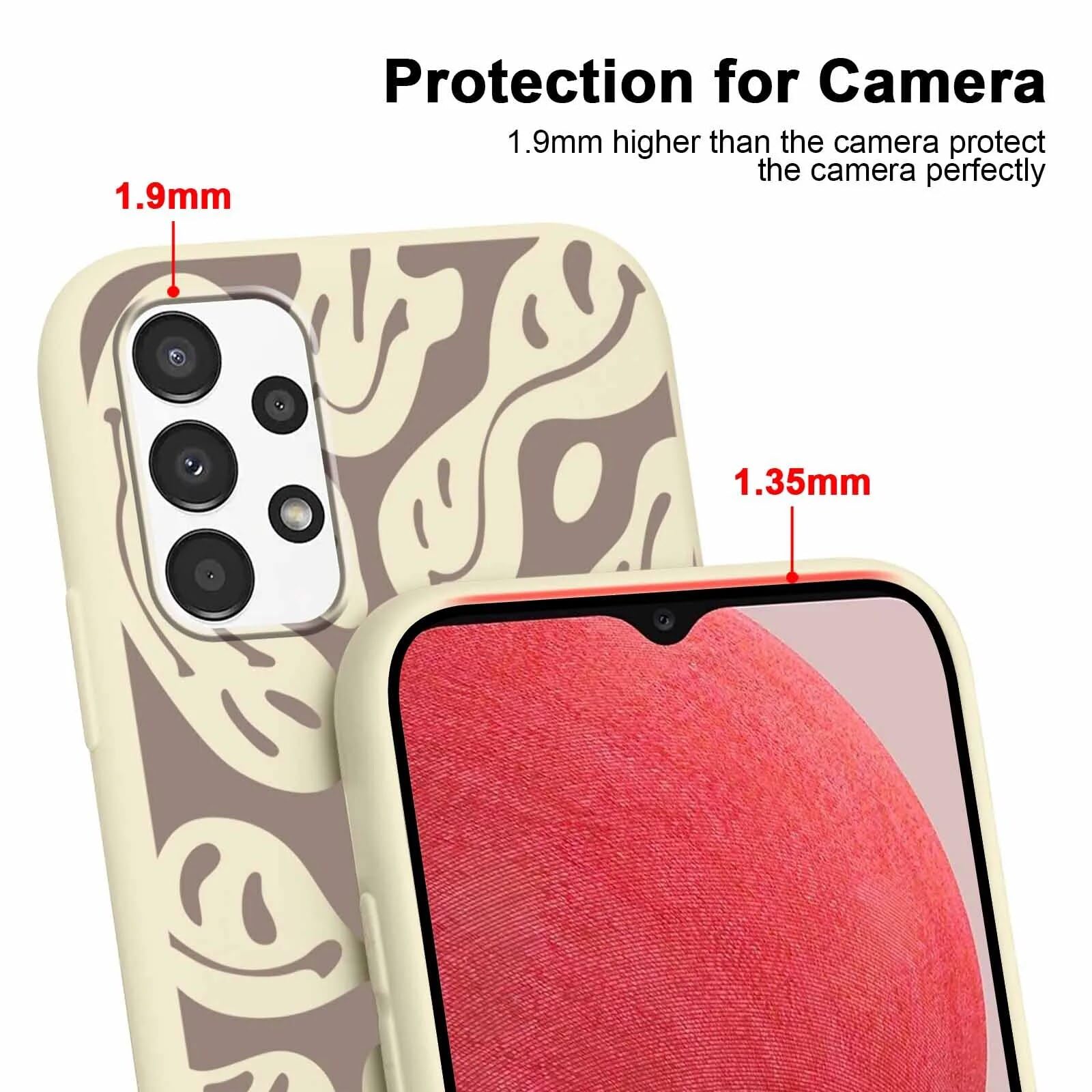 2 Pack Happy Smiley Face Phone Case for Samsung Galaxy A13 4G 6.6 Inch - Aesthetic Cute Smile Design Soft Silicone Slim TPU Shockproof Protective Cover for Women Men Girls - Perfect for Daily Use, Work, School & Travel