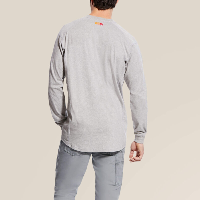 Ariat Men's Flame Resistant Long Sleeve Henley Shirt with Chest Pocket - Comfortable Workwear for Construction, Oilfield & Industrial Jobs