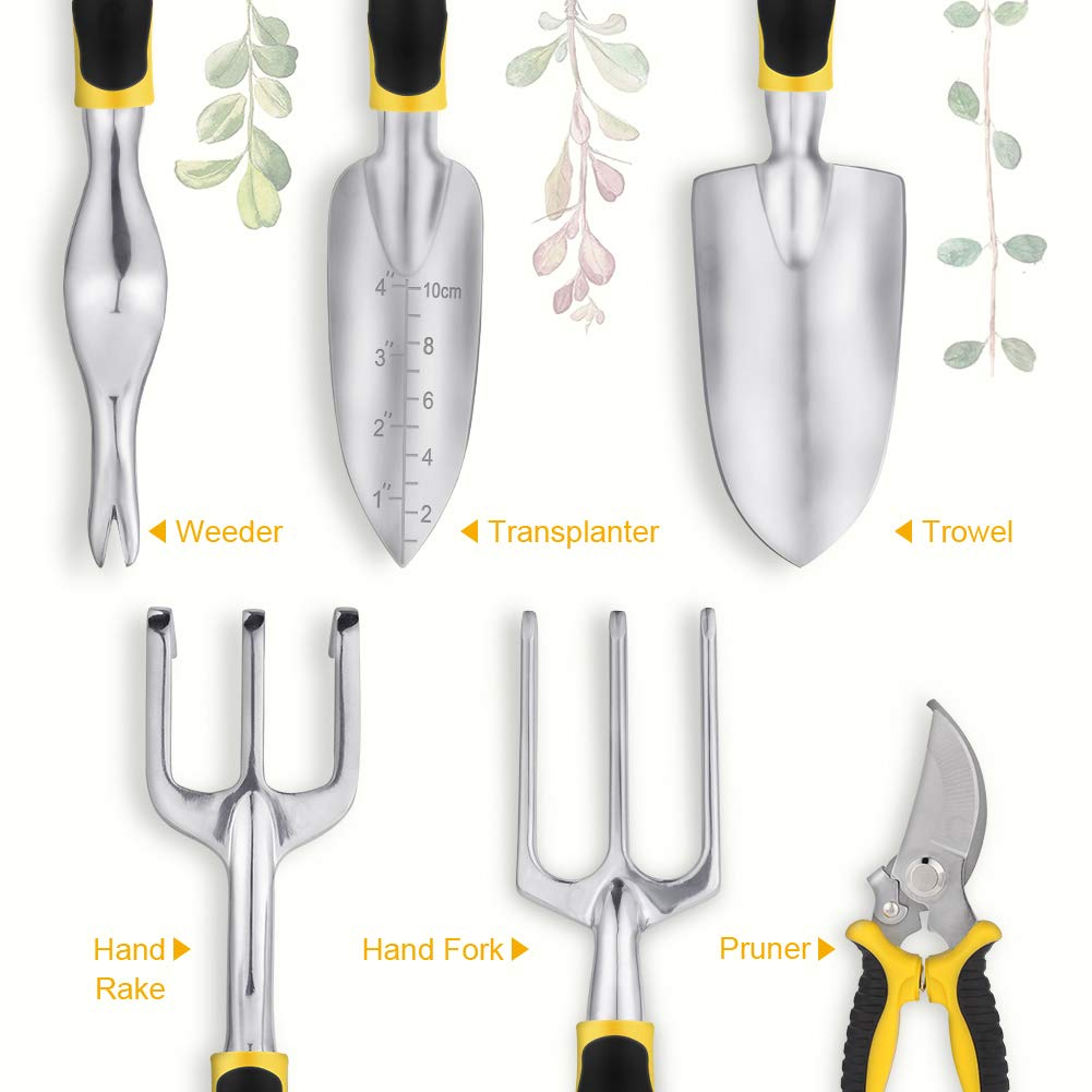 32-Piece Garden Tools Set with Durable Storage Tote Bag - Non-Slip Handle Gardening Hand Tools & Pruning Shears - Perfect Gardening Supplies Gift for Men & Women - Ideal for Home Gardening, Landscaping, and Outdoor Planting