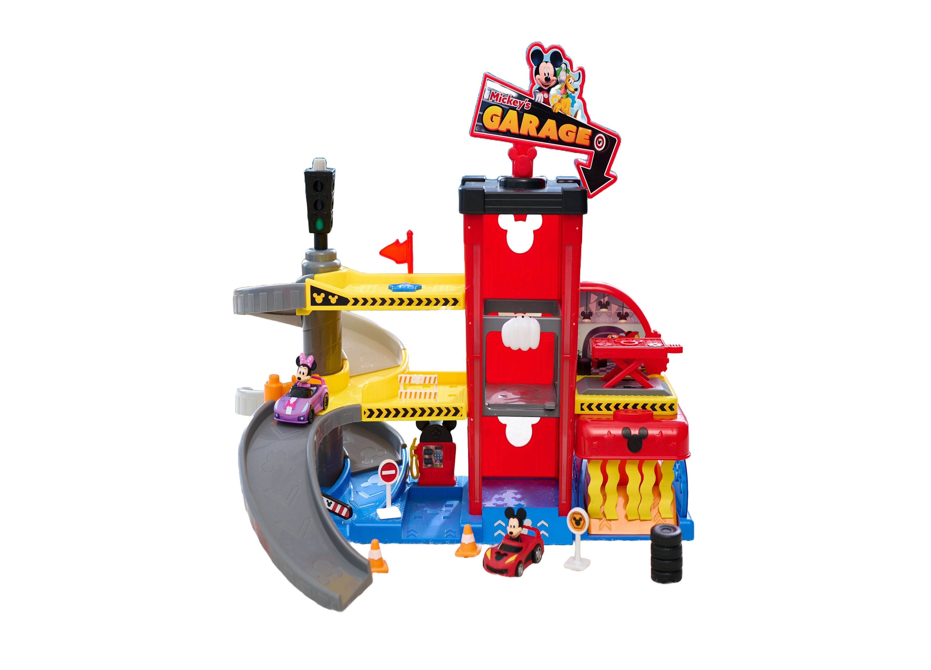 Disney Junior Mickey Mouse Ready to Race Garage Playset Toy for Kids - Interactive Race Car Track Set with Mickey & Friends - Perfect for Pretend Play & Birthday Gifts