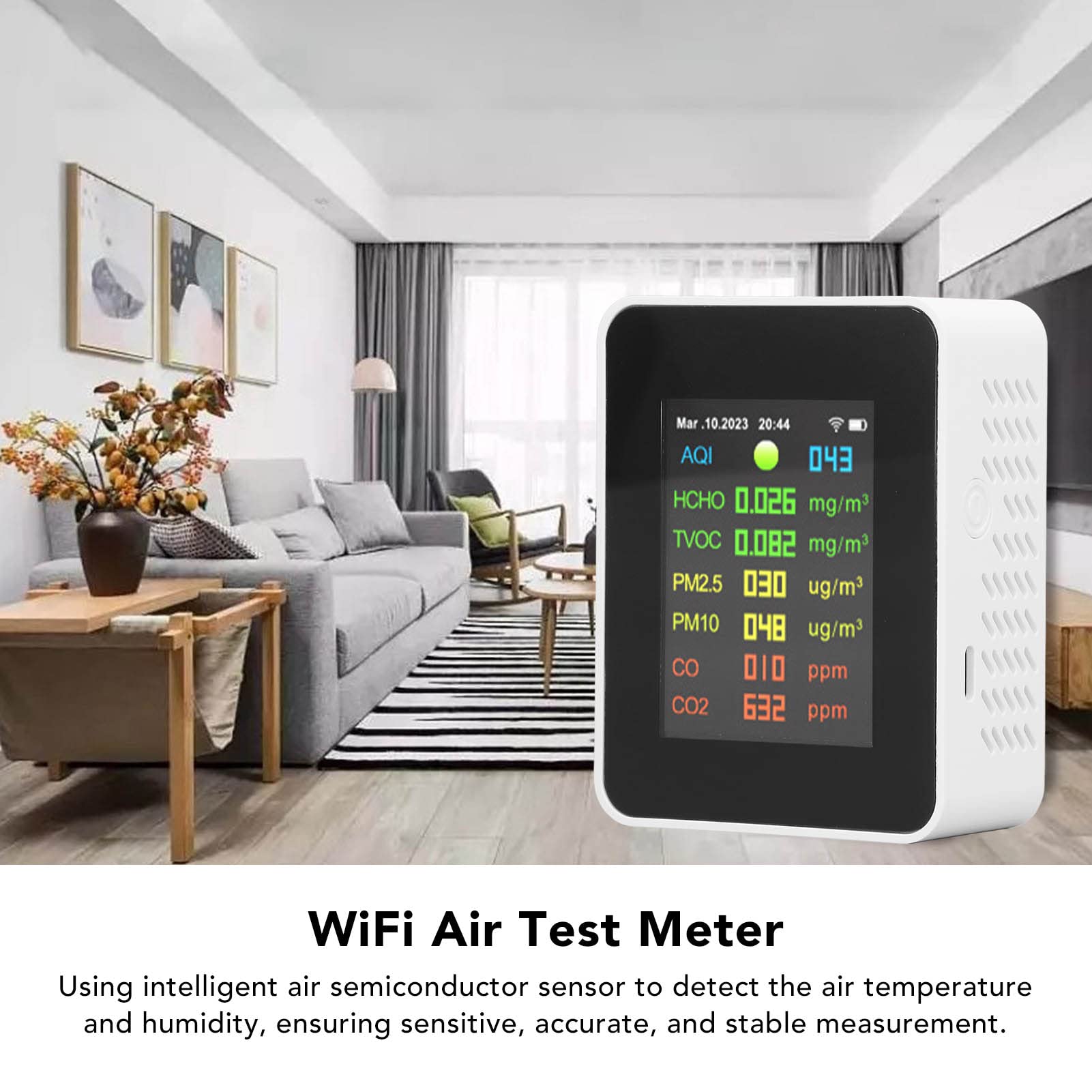 9 in 1 Air Quality Monitor - Indoor Air Quality Detector for PM2.5 PM10 CO CO2 HCHO - Portable Air Pollution Meter for Home, Office, Nursery, Grow Tent | Improve Indoor Air & Protect Family Health