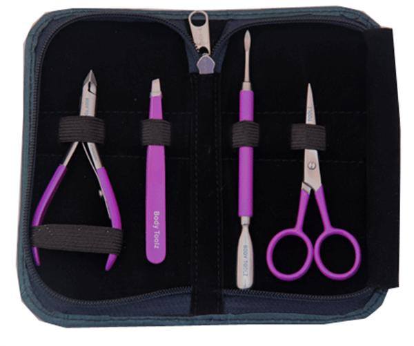 Body Toolz Purple Neon Manicure Kit - Professional Nail Care Set with Glow in The Dark Tools for At-Home & Salon Manicures, Pedicures, Nail Art - Perfect Gift for Women & Teens