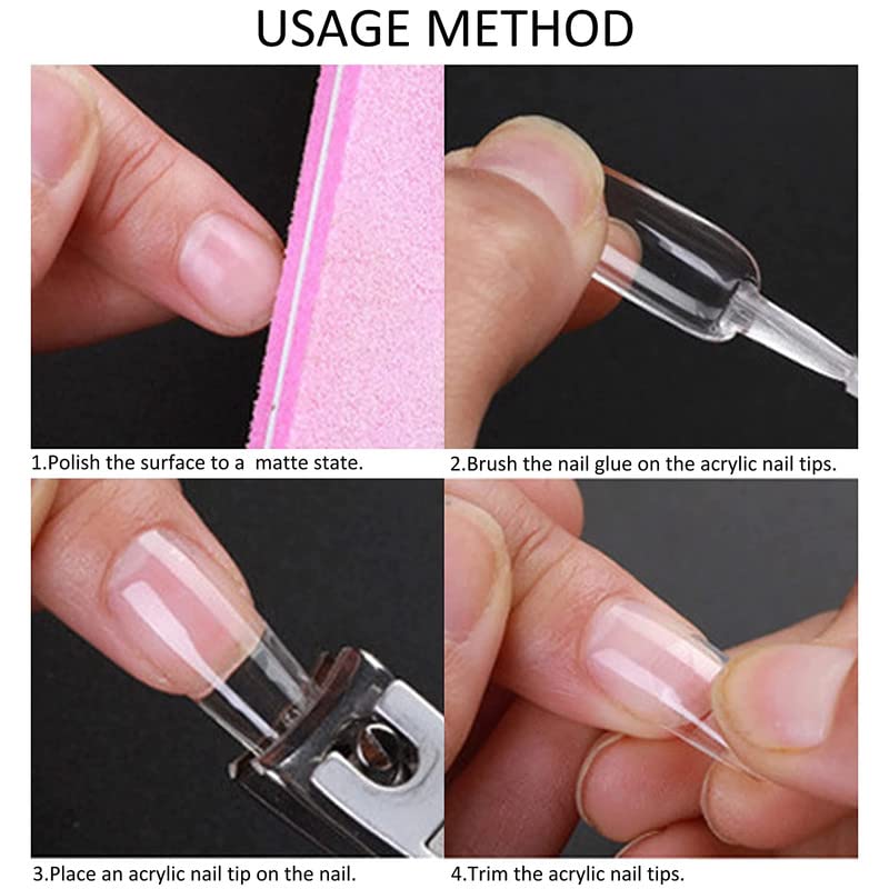 RECTYO GALLERY 100pcs Clear Acrylic False Nails - Stiletto Press On Nail Tips for Women, Short Length, Full Cover Fake Nails for Soak Off Application - Perfect for Salon, Home Manicure & Special Occasions