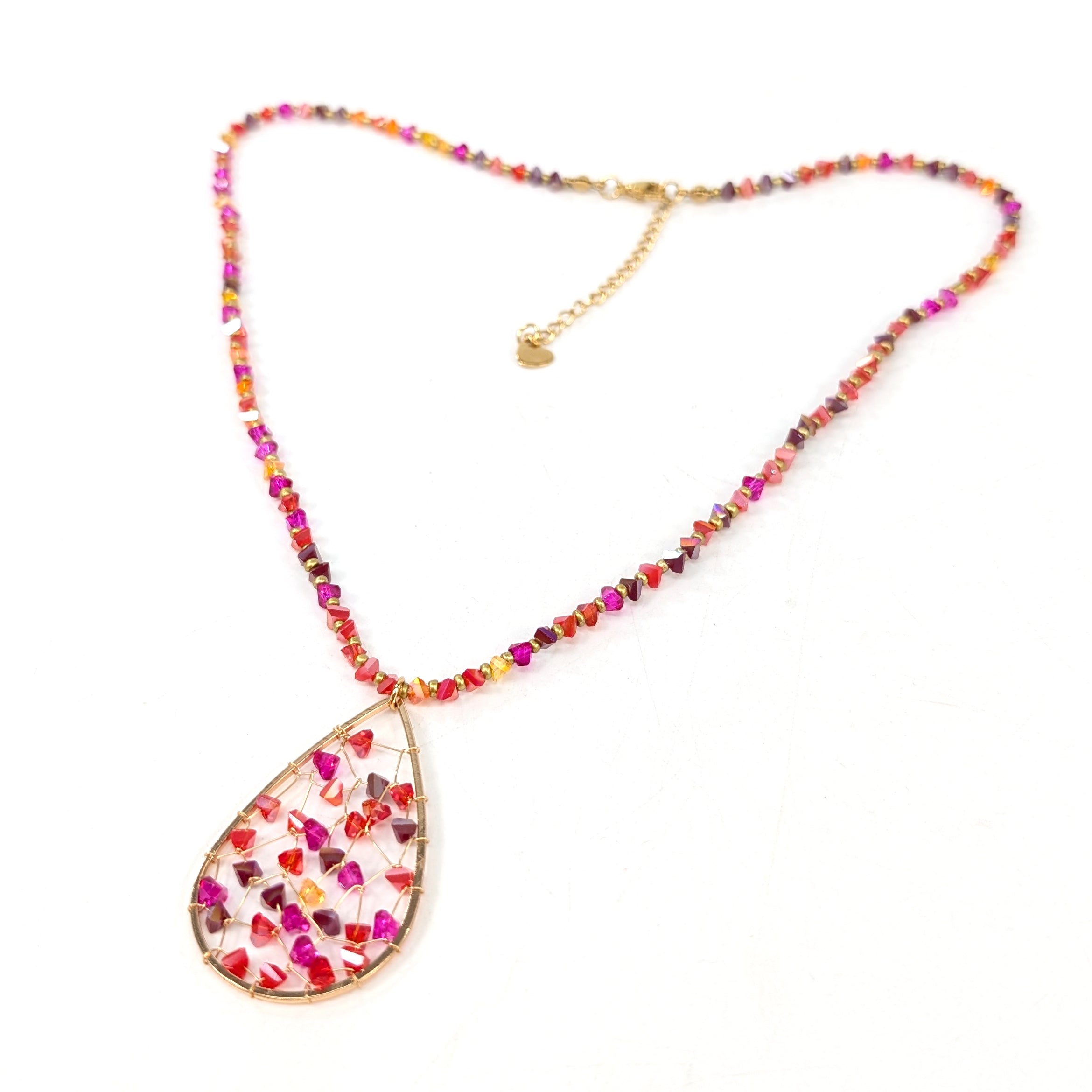 Elegant Dark Red Tear Drop Crystal Necklace for Women - Perfect for Evening Parties, Weddings & Special Occasions