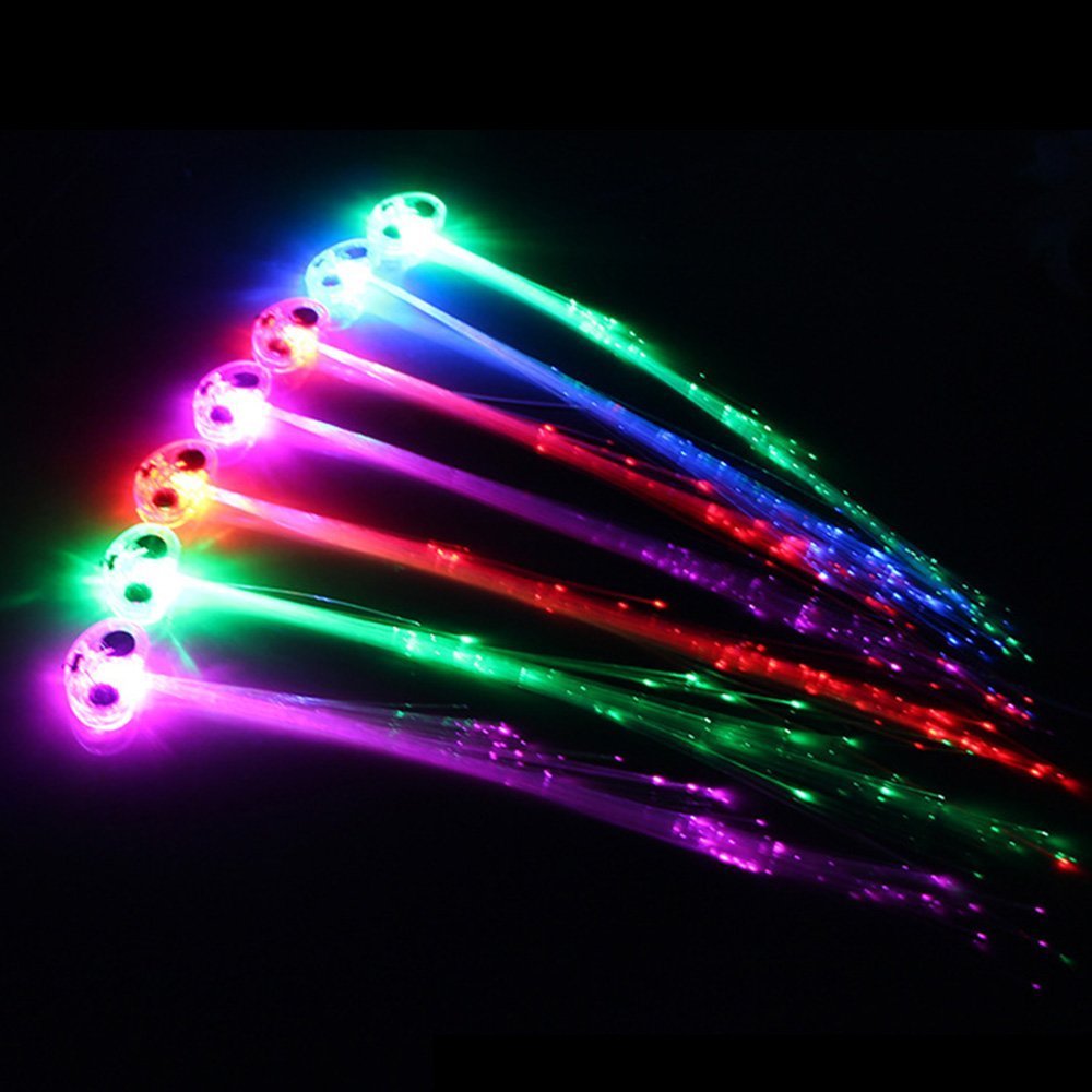 Itian LED Fiber Optic Hair Barrettes - Multicolor Light Up Hair Clips for Women & Girls, Glow in The Dark Hair Accessories for Parties, Raves, Concerts & Night Events
