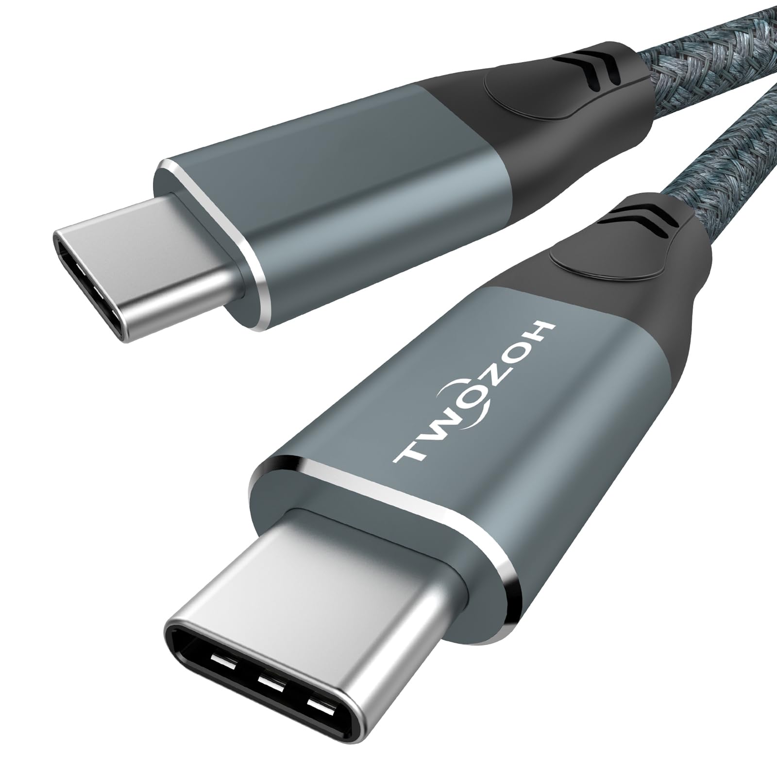 Twozoh USB C to USB C Cable 3.2 Gen 2 (20Gbps, 100W PD Fast Charging, 4K Video) 1M Gray - Compatible with MacBook Pro, iPad Pro, Galaxy S23 & More for Fast Charging & HD Video Transfer
