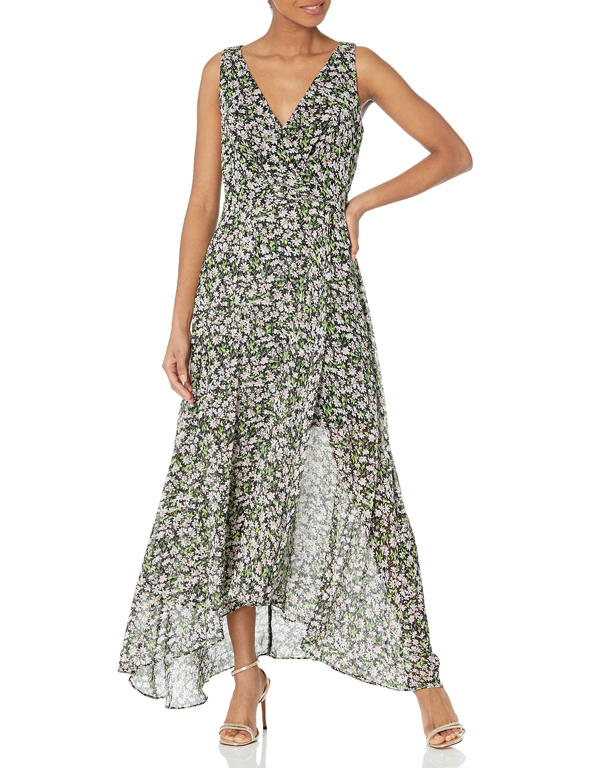 Tommy Hilfiger Women's Daisy Garden Maxi Chiffon Dress - Floral Print Summer Dress for Beach, Wedding & Party Occasions