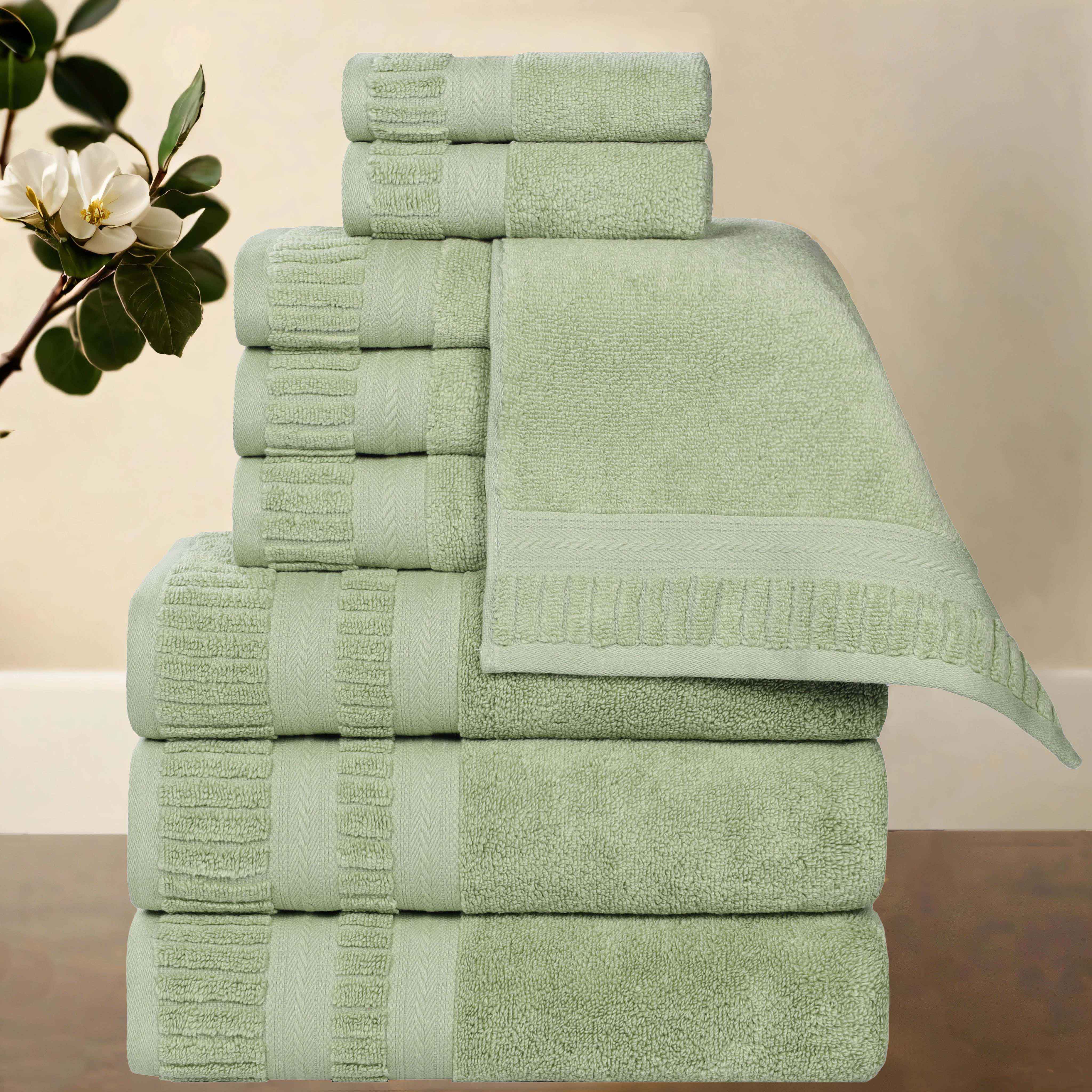 Premium Venice Zero Twist Cotton Towel Set - 9 Piece Bath Towels, Soft & Absorbent Medium Weight for Spa, Hotel & Home Use