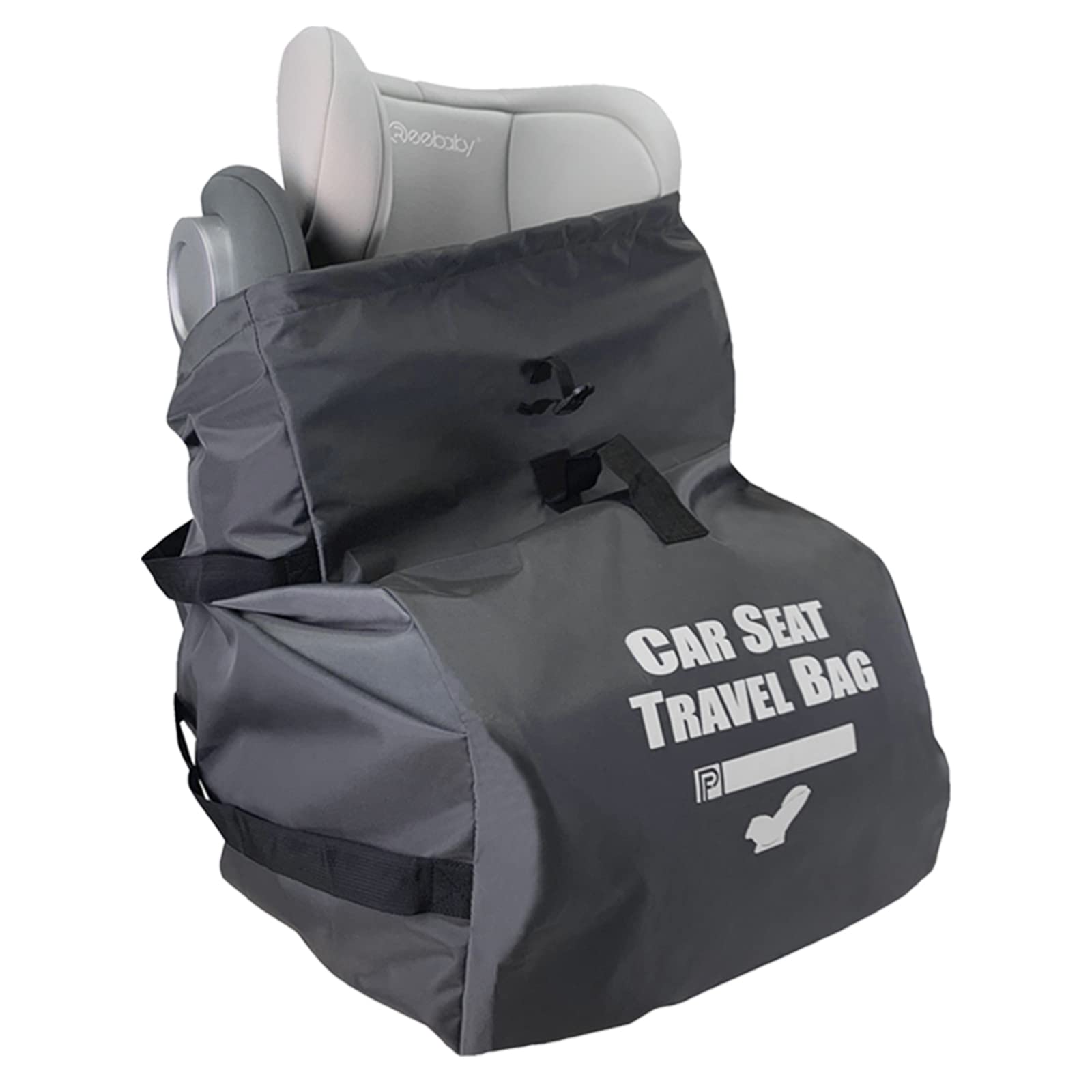 Profaster Airplane Car Seat Travel Bag - Durable Gate Check Backpack for Air Travel with Attached Carry Bag, Gray | Perfect for Protecting Baby Car Seats on Flights & Road Trips