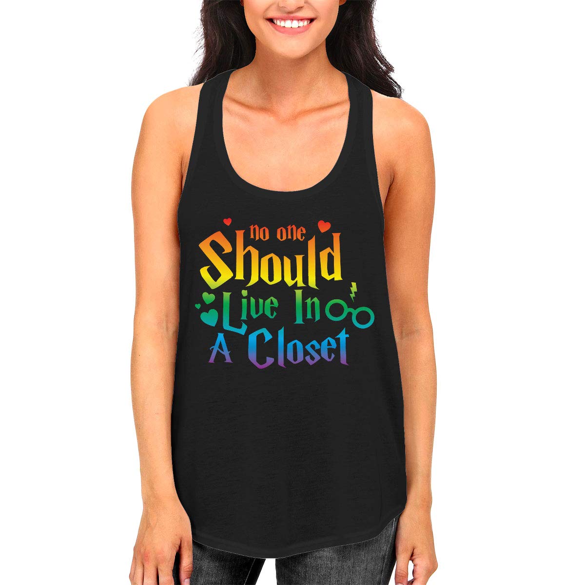 SpiritForged Apparel LGBT Pride Women's Racerback Tank Top - Rainbow Equality Shirt for Lesbian Gay Bisexual Transgender Support - Perfect for Pride Parades, LGBTQ Events & Everyday Wear