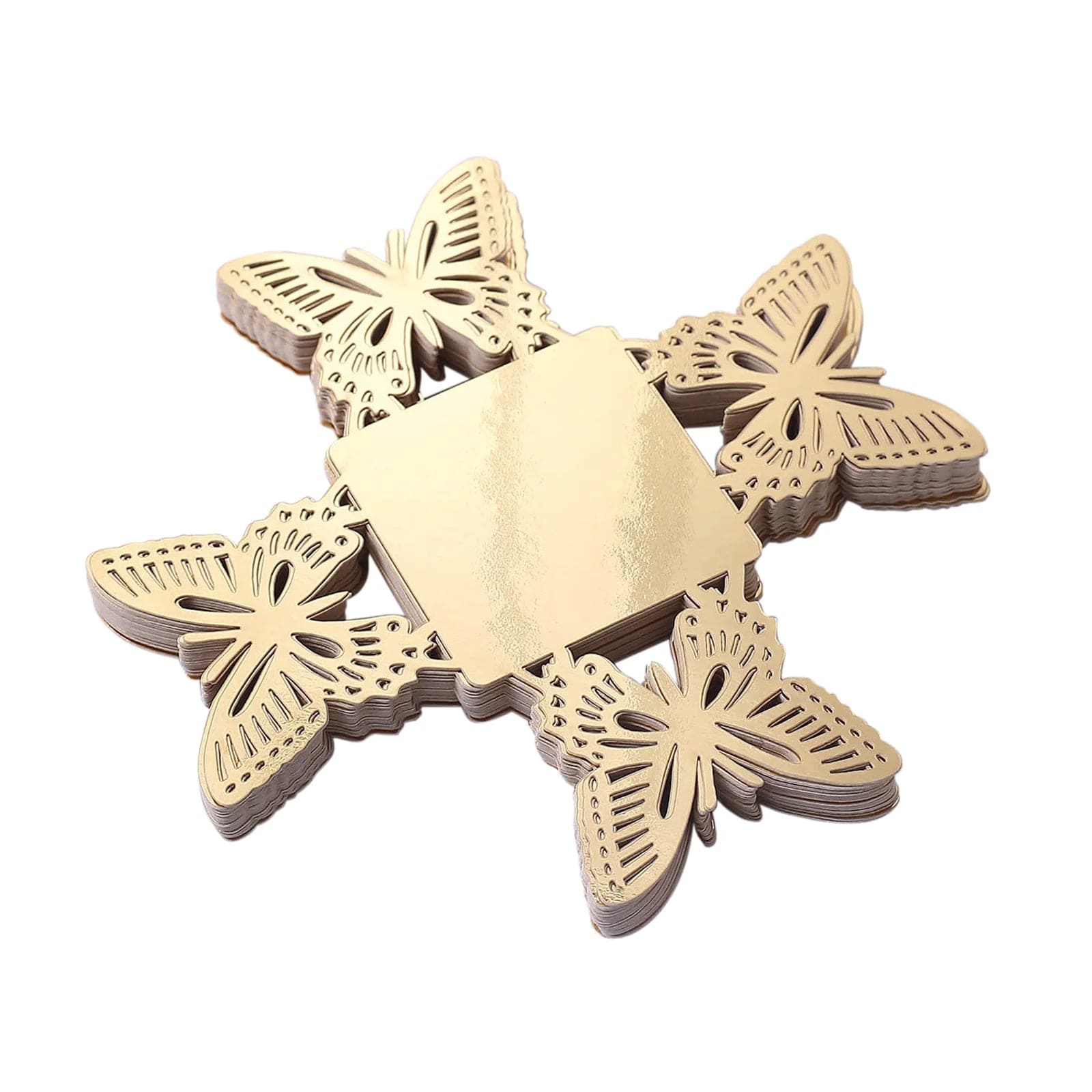 50 Gold Metallic 4 Butterfly Mini Square Cupcake Liners for Desserts - Perfect for Birthday Parties, Baby Showers & Wedding Decorations