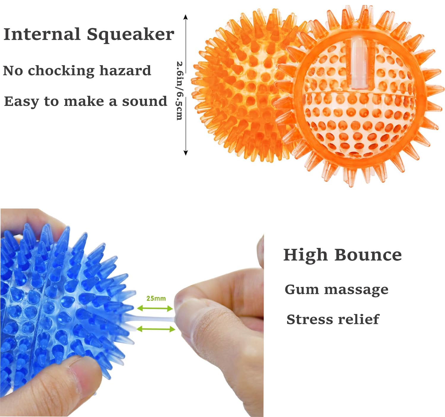 **Yenlk Squeaky Dog Ball Toys - 6 Pack Spiky Chew Balls for Small & Medium Dogs, Floating Pool & Fetch Toys, TPR Rubber Teeth Cleaning Chew Toys for Puppies - Perfect for Playtime, Training & Boredom Relief**