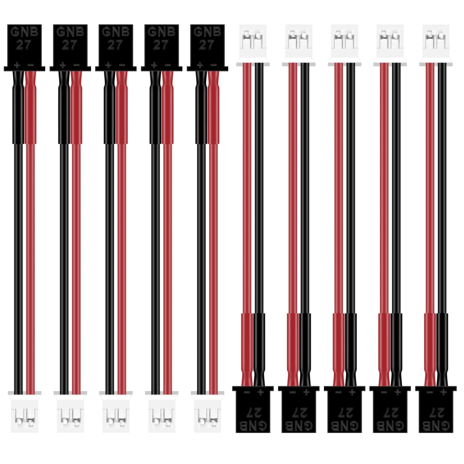 10PCS GNB27 PH2.0 Adapter Cable 22AWG for GNB27 1S Lipo Battery with 1.0mm Banana Connector - Compatible with 1S Brushless Whoop Drones, FPV Racing Drones, and RC Quadcopters - Perfect for DIY Drone Builds and Battery Connections
