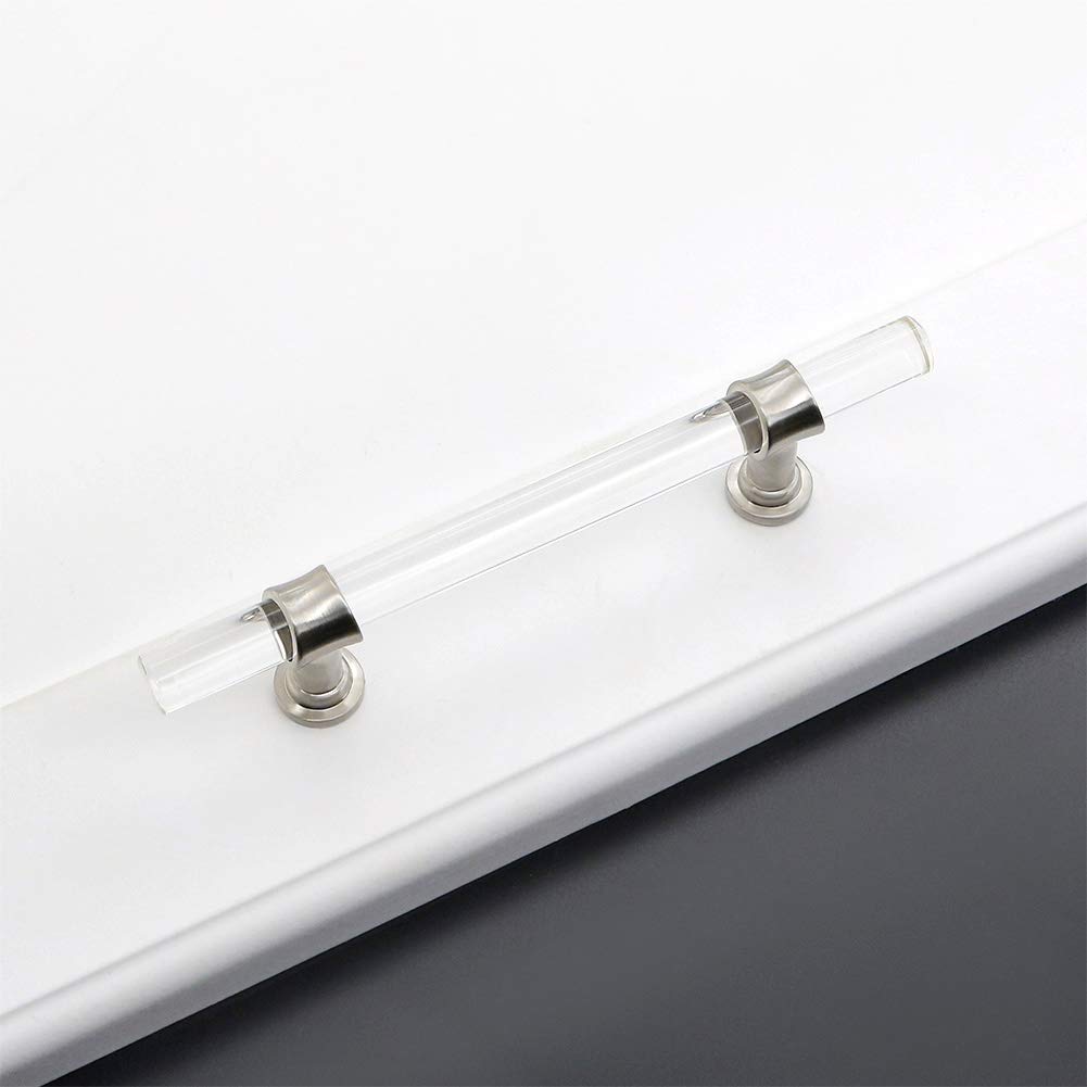 LONTAN 3 Inch Brushed Nickel Cabinet Pulls - 15 Pack Acrylic Drawer Handles for Kitchen Cabinets & Cupboards | Durable Cabinet Hardware for Modern Home & Office Storage